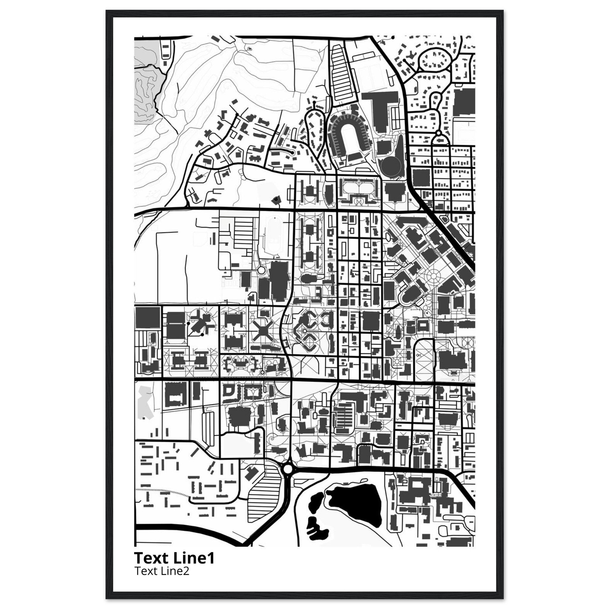 purdue university indiana main campus modern campus map print