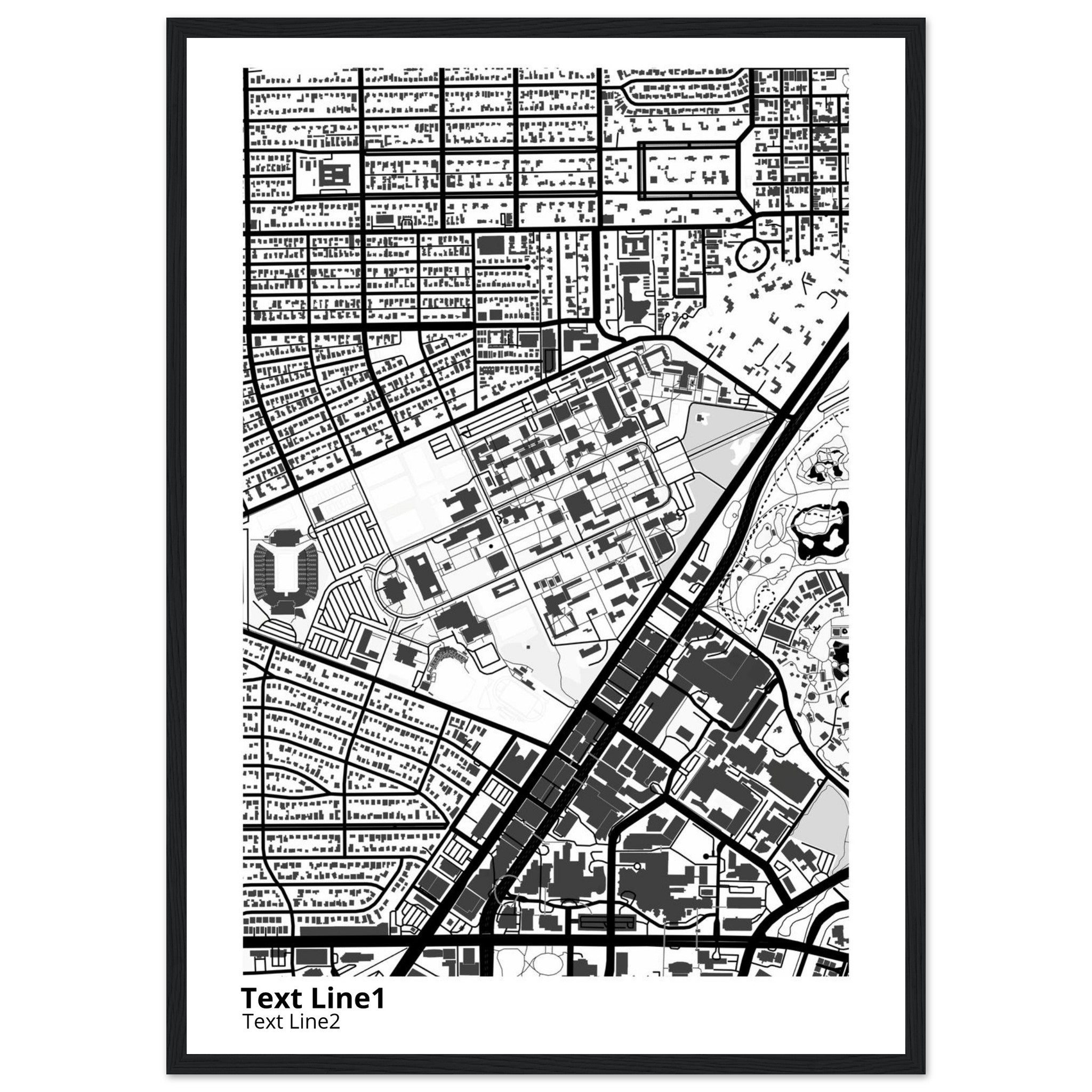 rice university modern campus map print