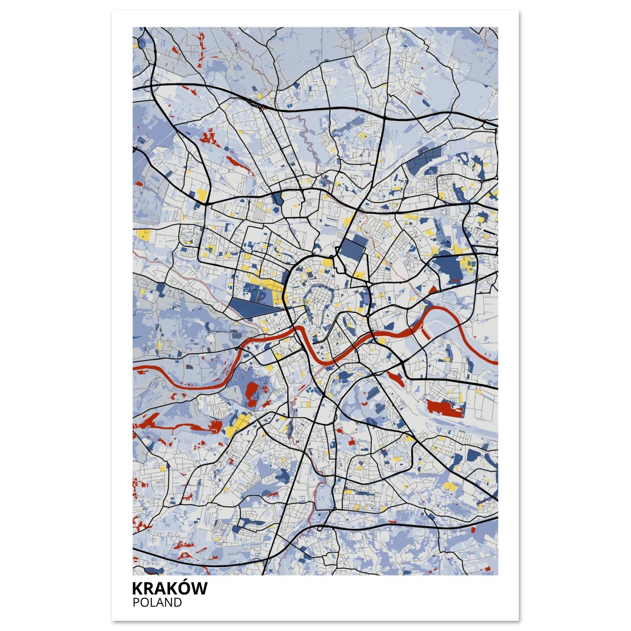Krakow Poland City Map Poster | Custom Map Art Print - Ink And Atlas