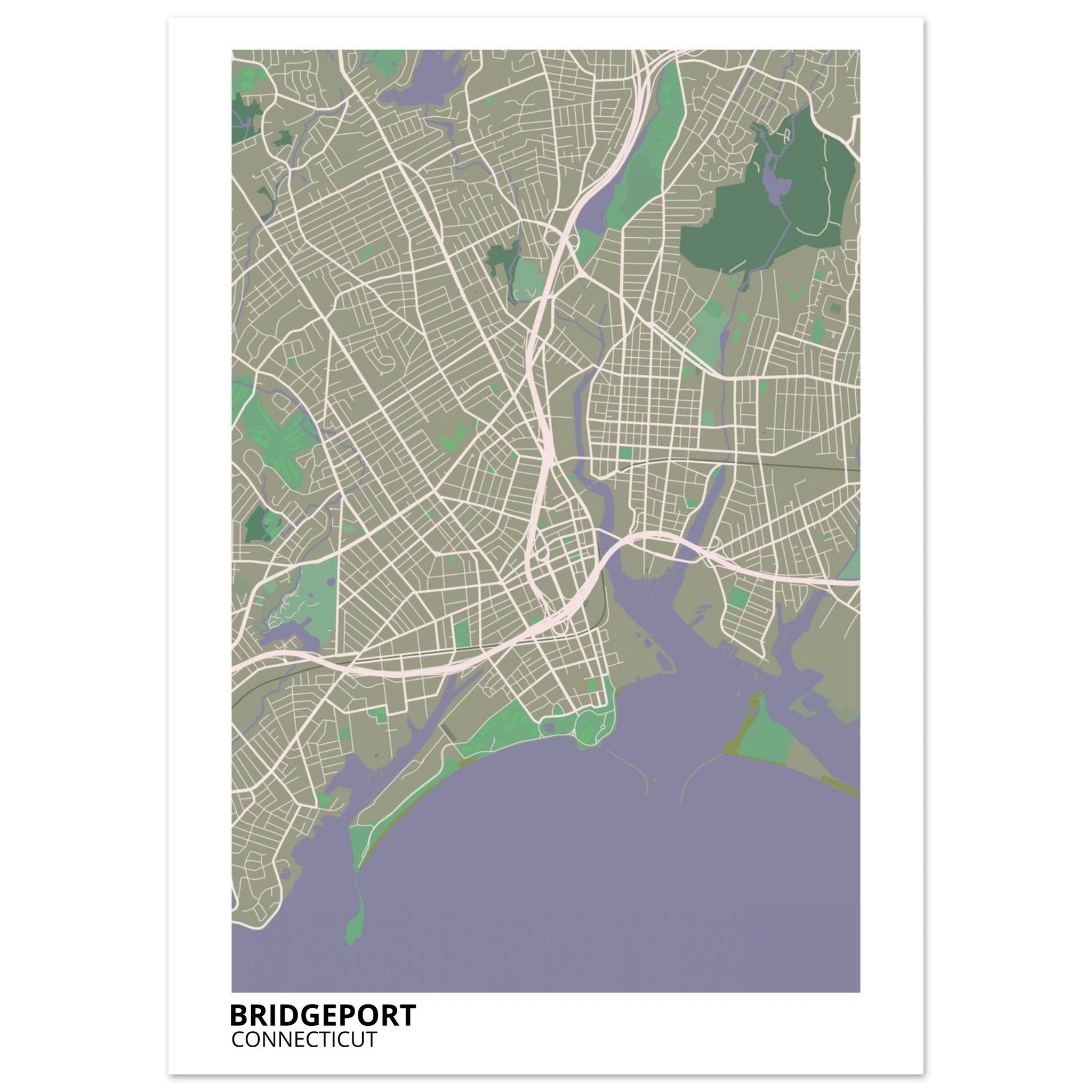 bridgeport map poster print