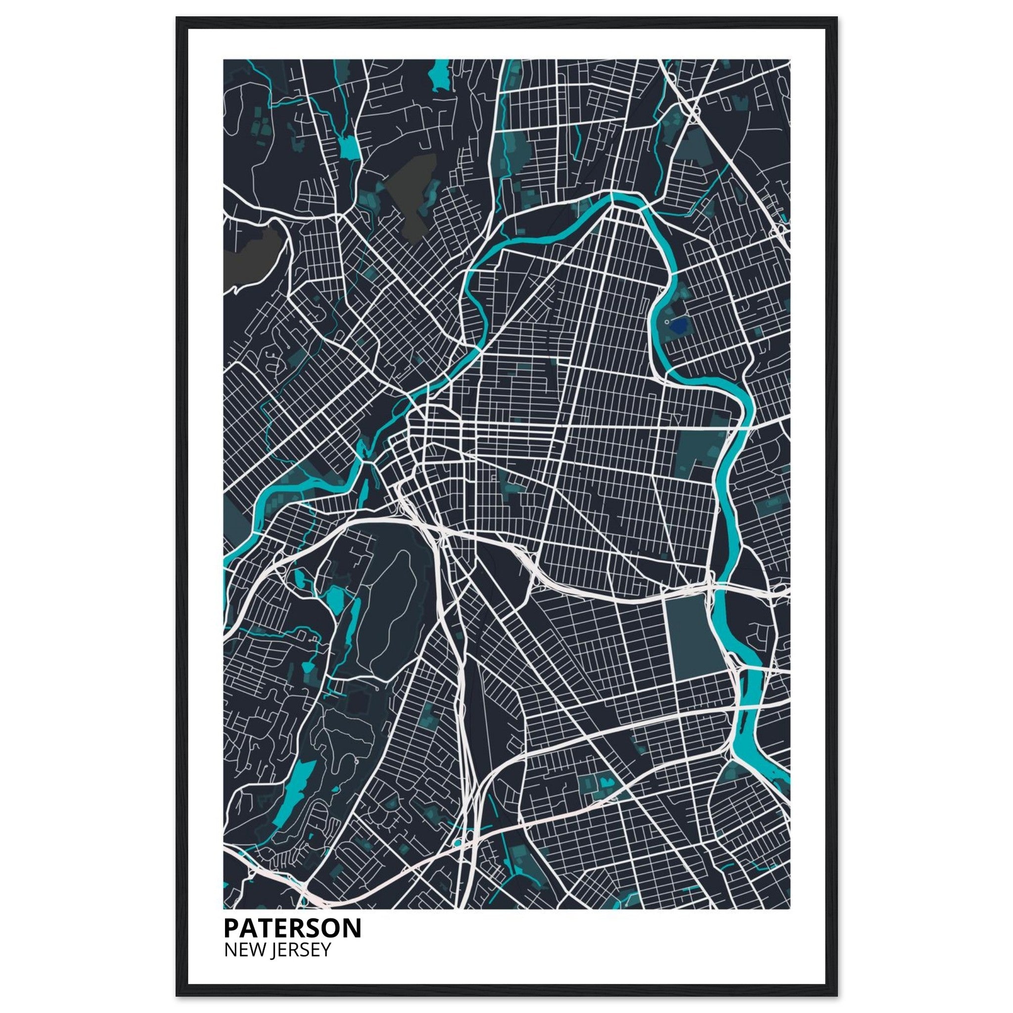 Paterson New Jersey City Map Poster | Custom Map Art Print - Ink And Atlas
