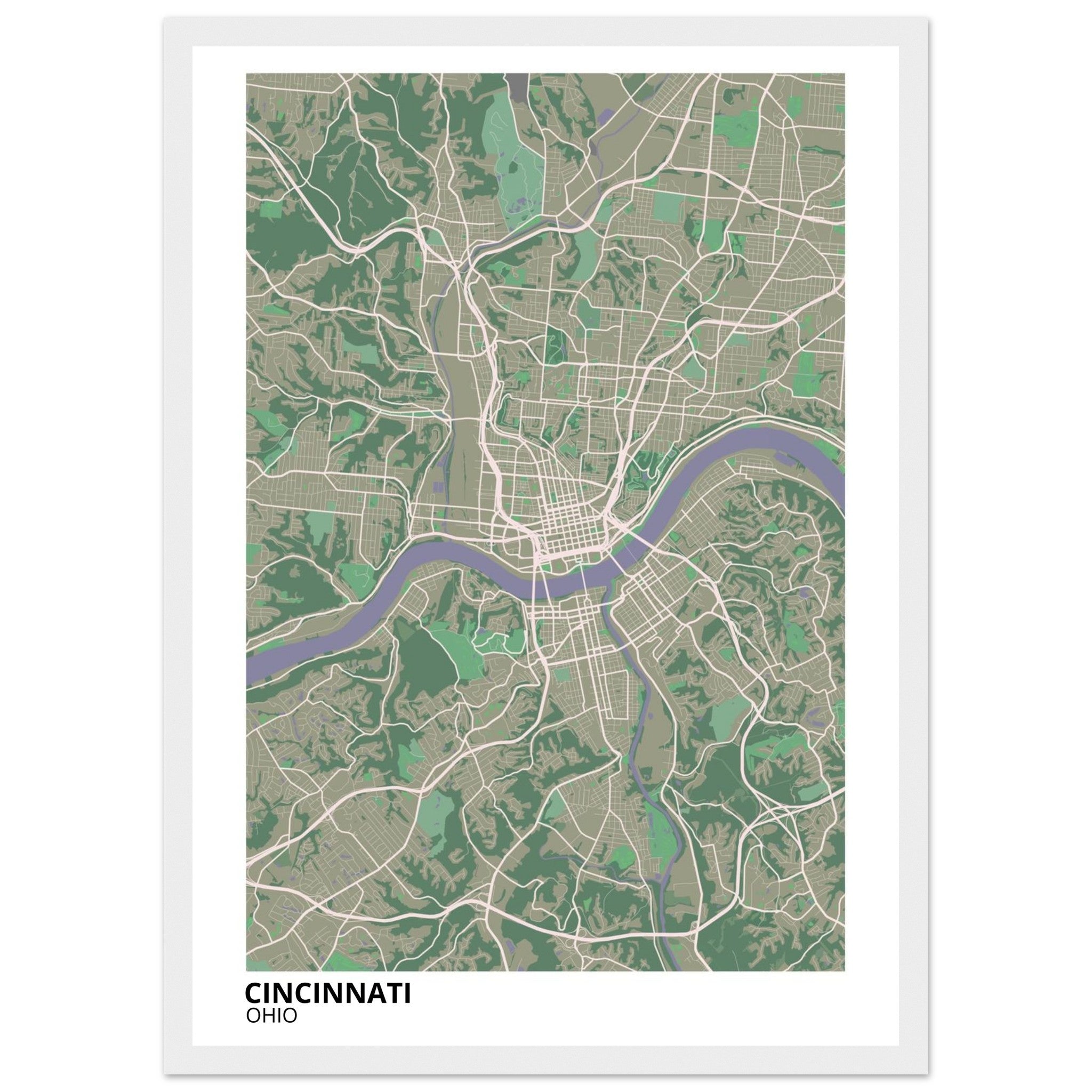 cincinnati map poster print