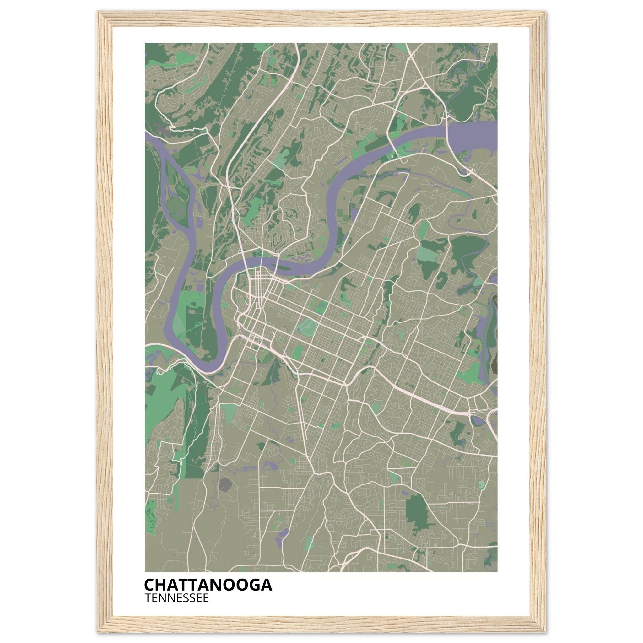 Chattanooga Tennessee City Map Poster | Custom Map Art Print - Ink And Atlas