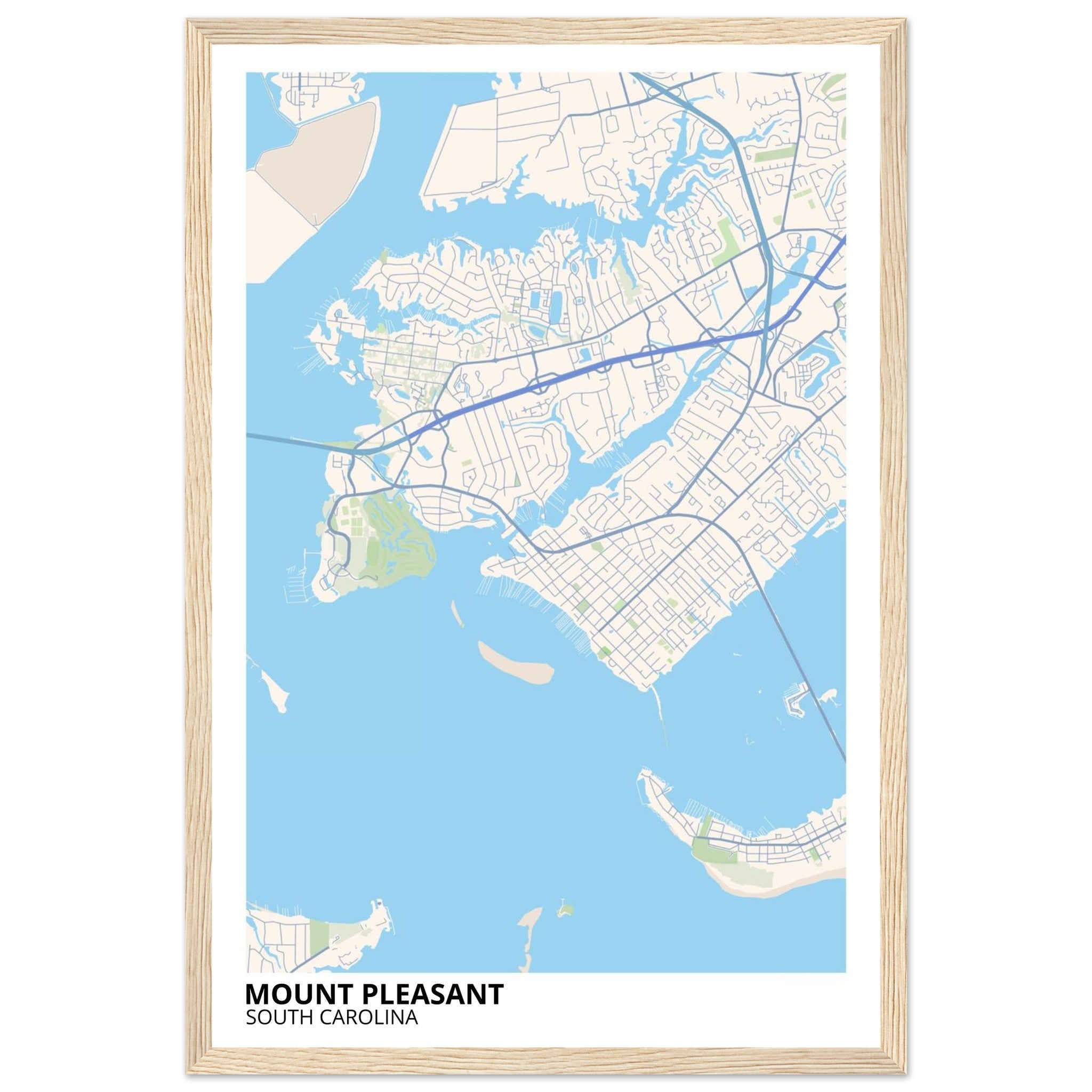Mount Pleasant South Carolina City Map Poster | Custom Map Art Print - Ink And Atlas