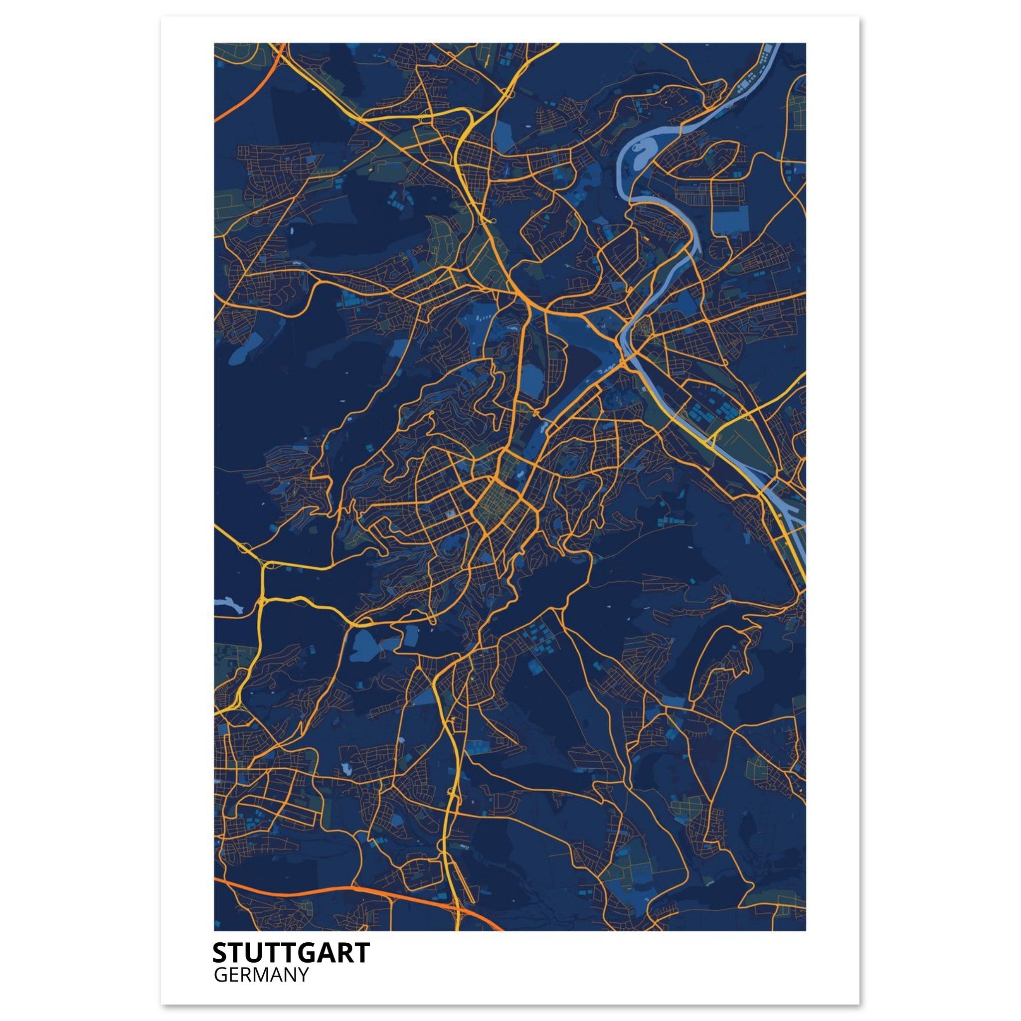 Stuttgart Germany City Map Poster | Custom Map Art Print - Ink And Atlas