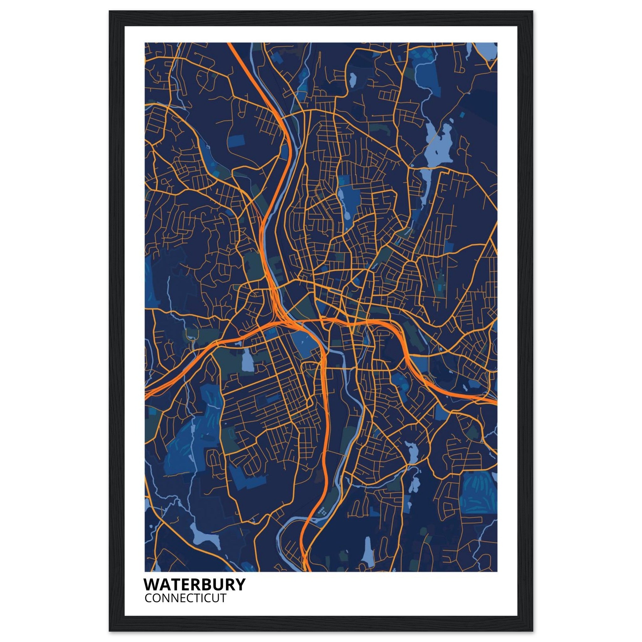 Waterbury Connecticut City Map Poster | Custom Map Art Print - Ink And Atlas