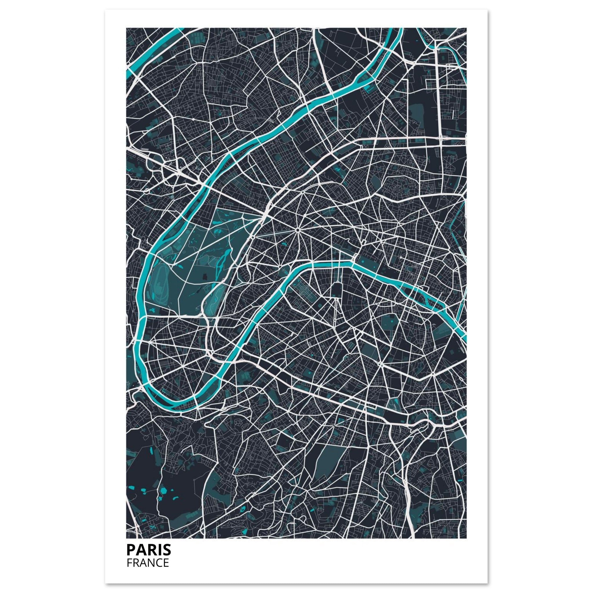Paris France City Map Poster | Custom Map Art Print - Ink And Atlas