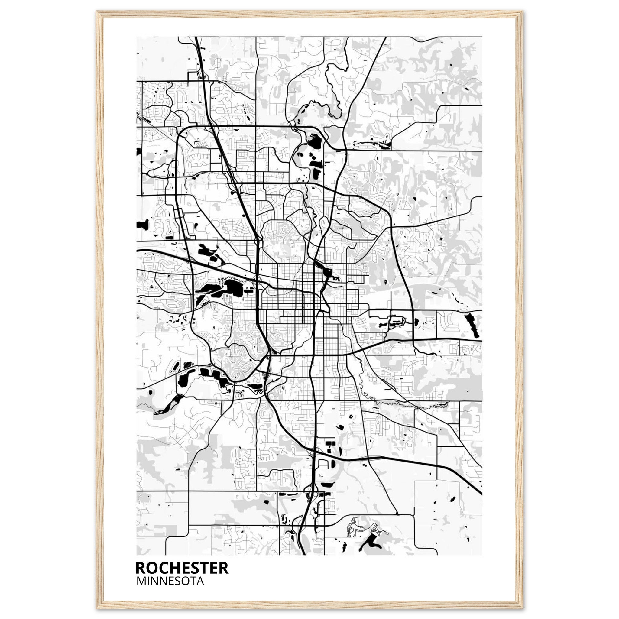 Rochester Minnesota City Map Poster | Custom Map Art Print - Ink And Atlas