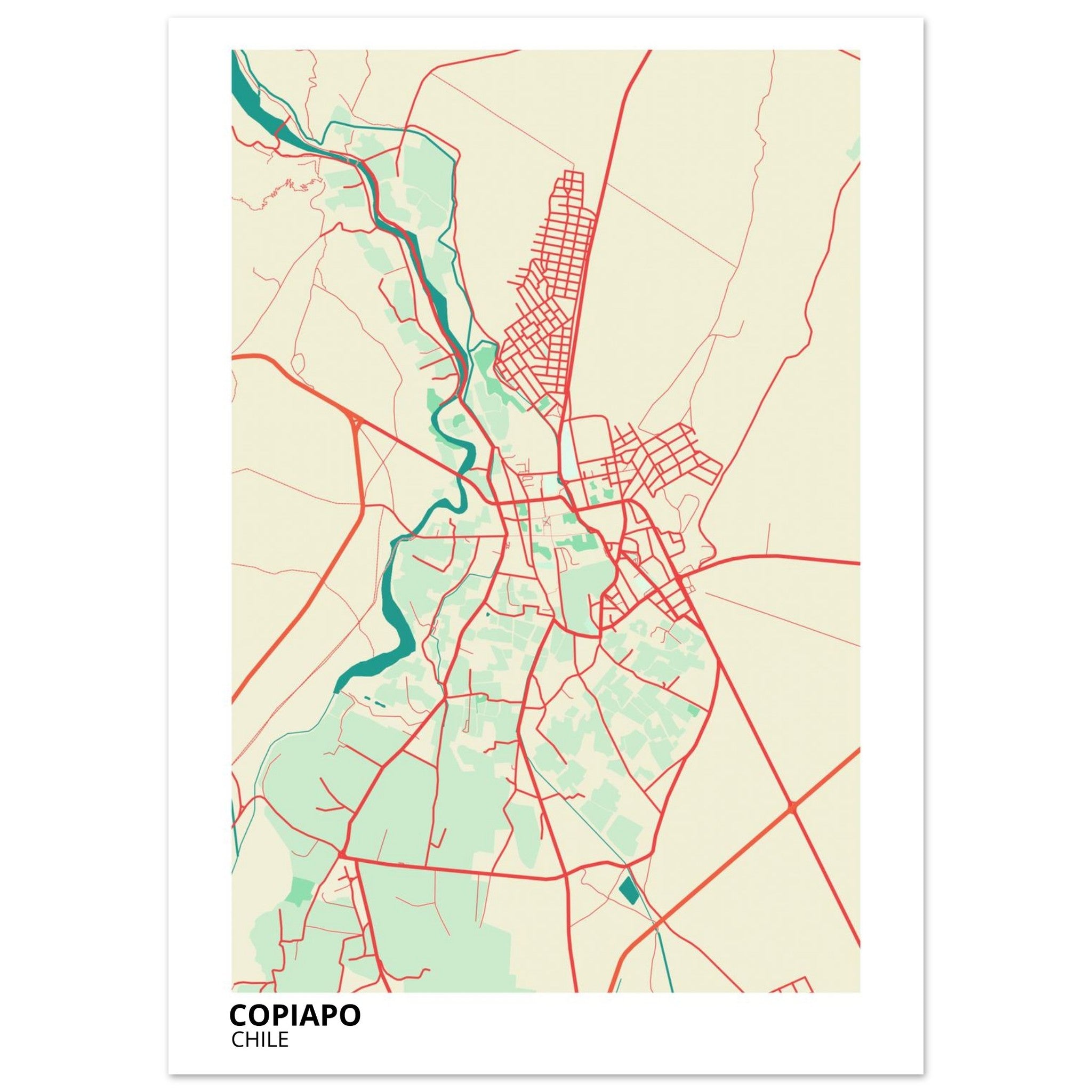 Copiapo Chile City Map Poster | Custom Map Art Print - Ink And Atlas