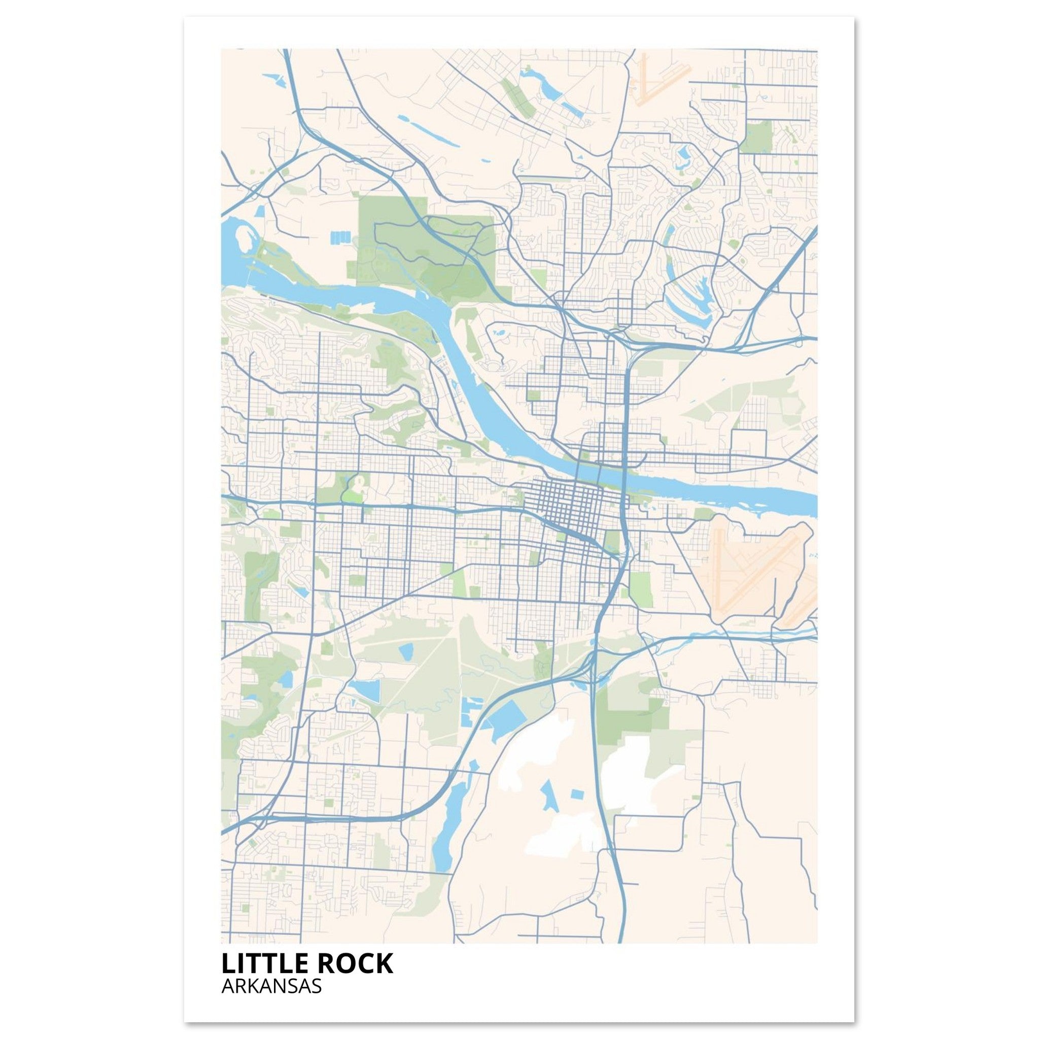 little rock map poster print