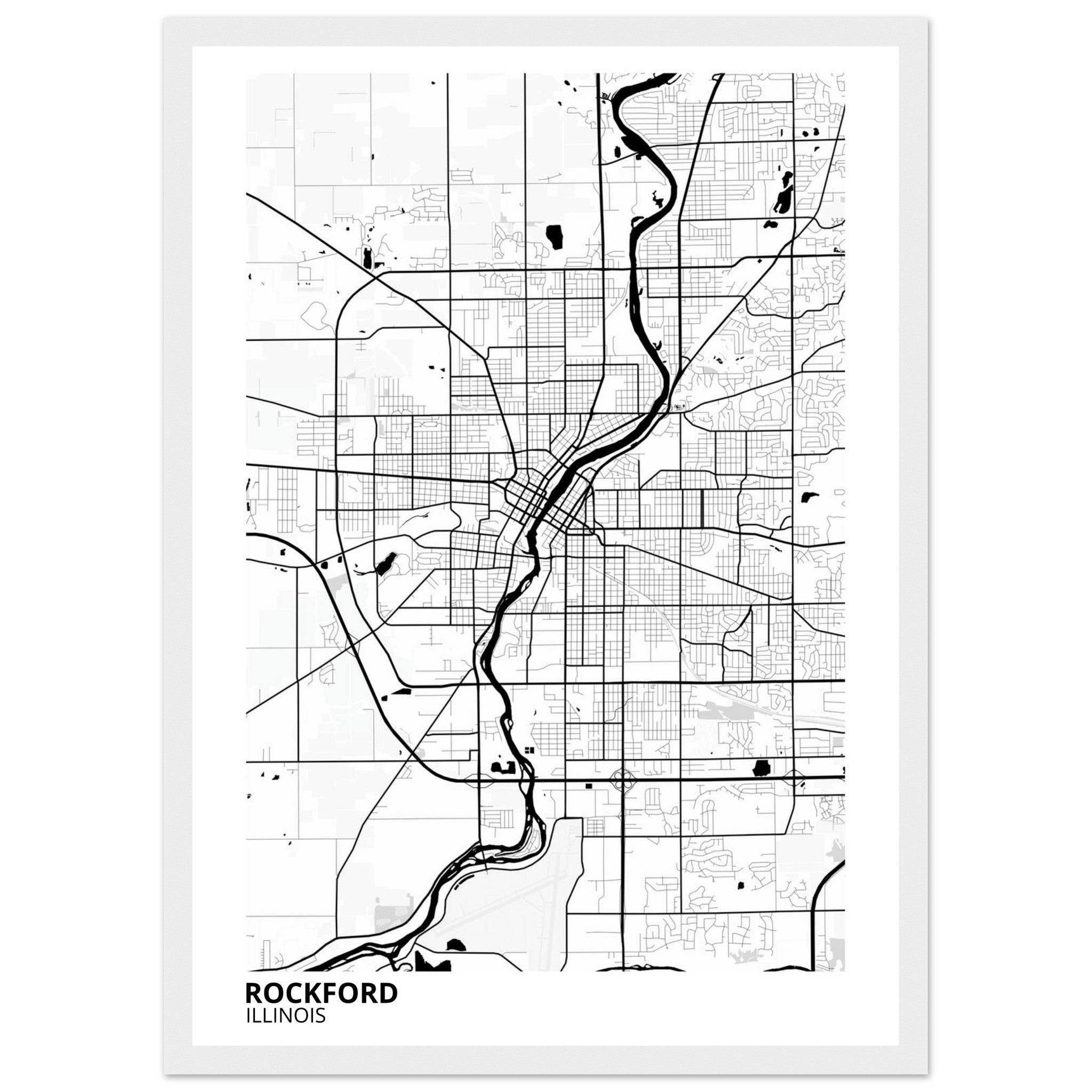 Rockford Illinois City Map Poster | Custom Map Art Print - Ink And Atlas