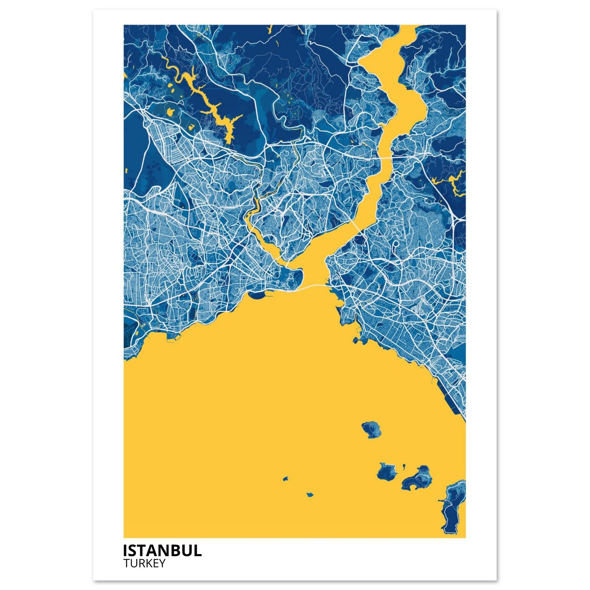 istanbul turkey map poster print