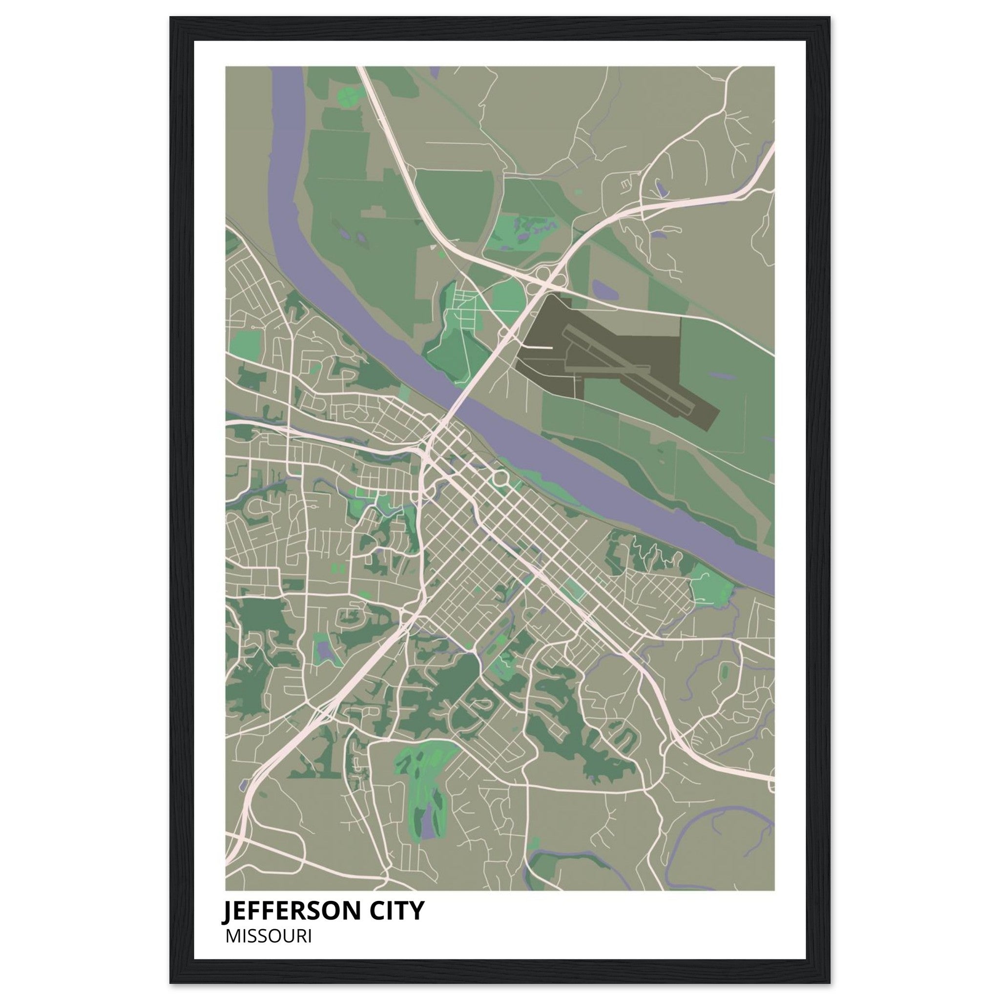jefferson city map poster print
