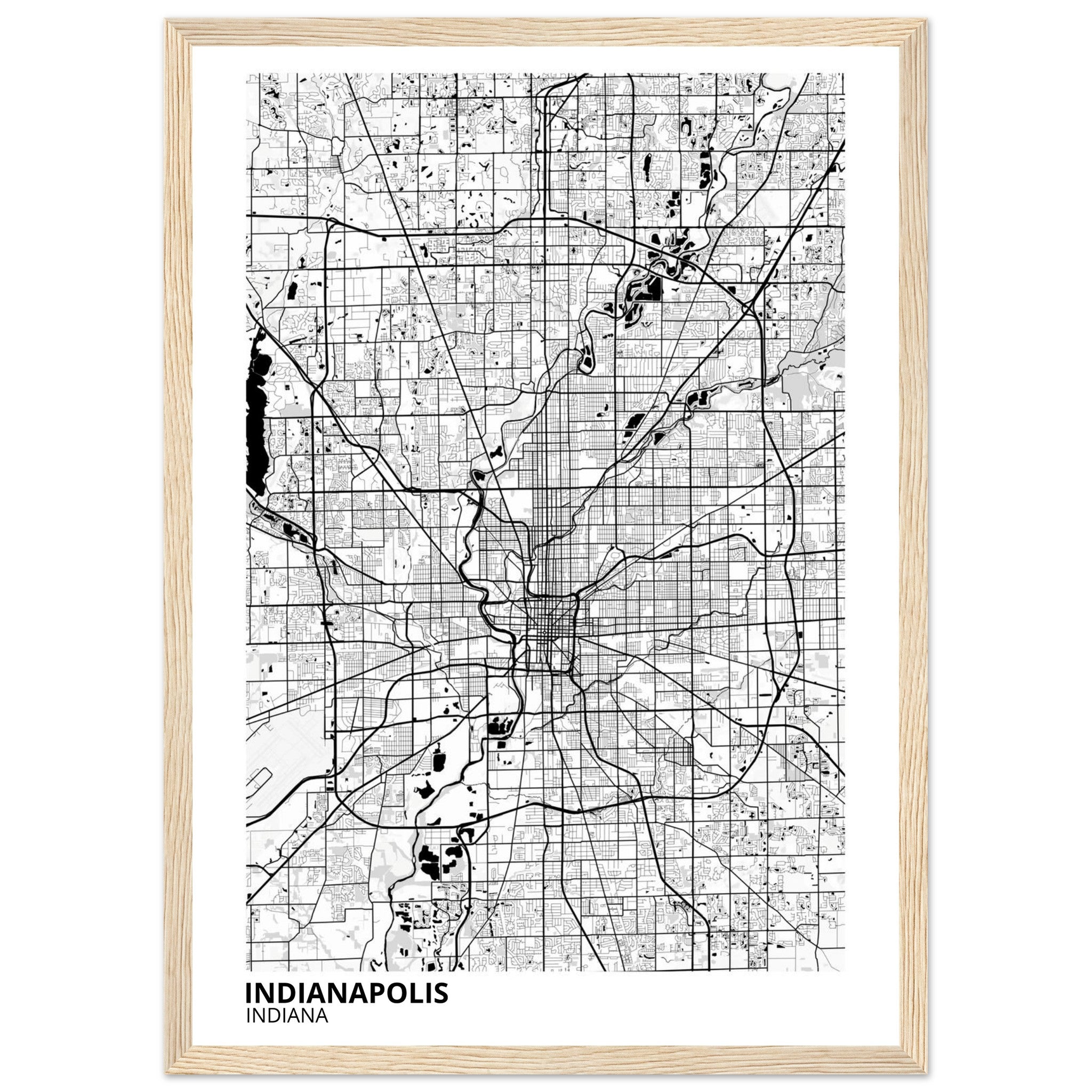 indianapolis map poster print