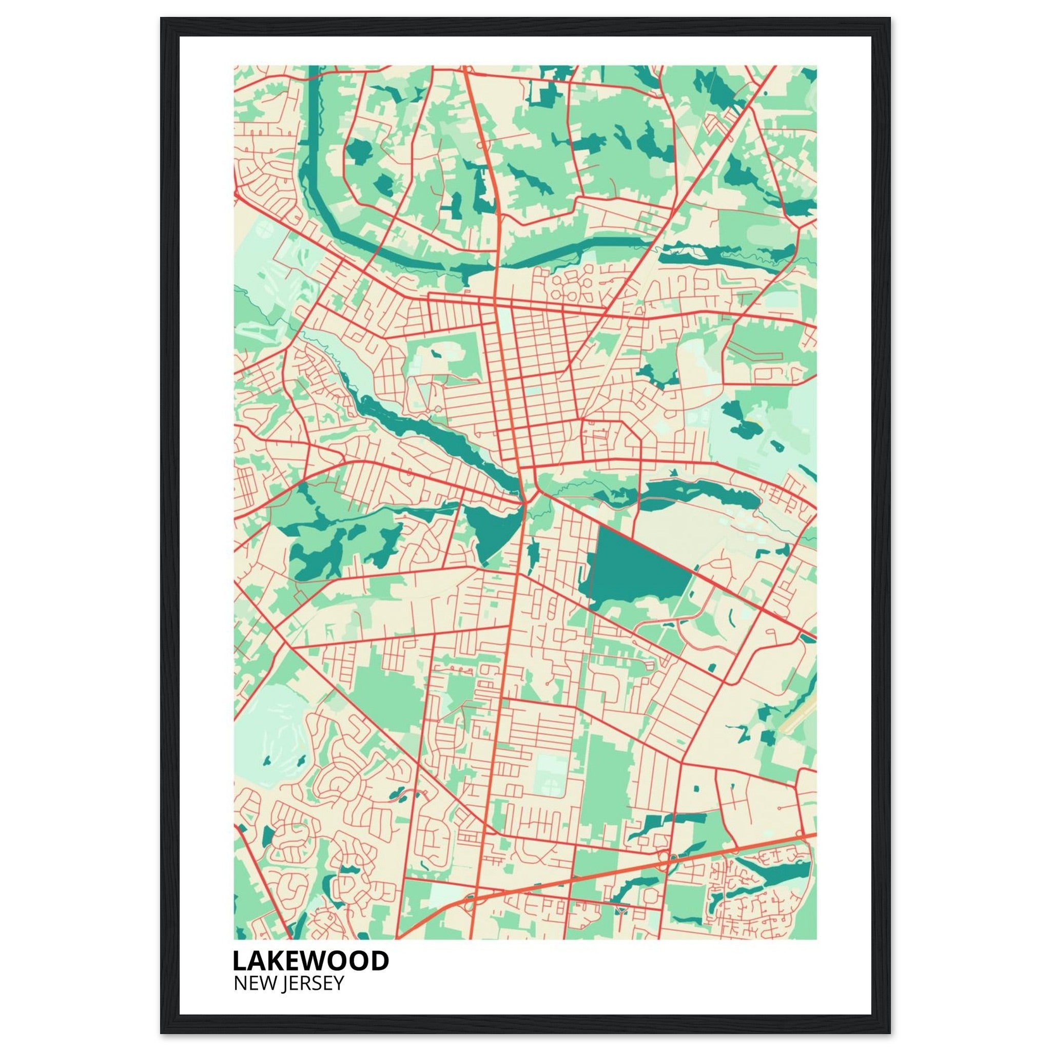 Lakewood New Jersey City Map Poster | Custom Map Art Print - Ink And Atlas