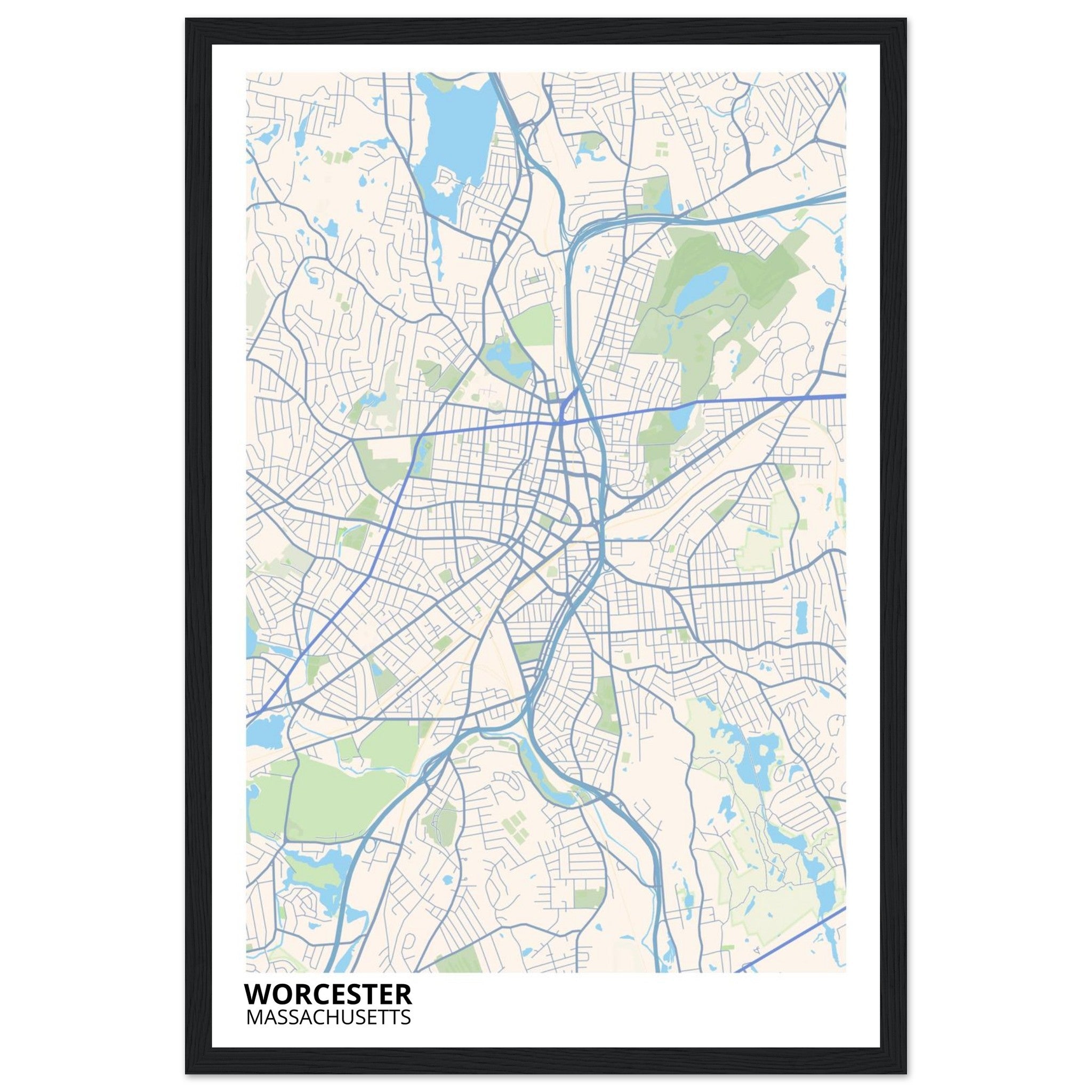 worcester map poster print