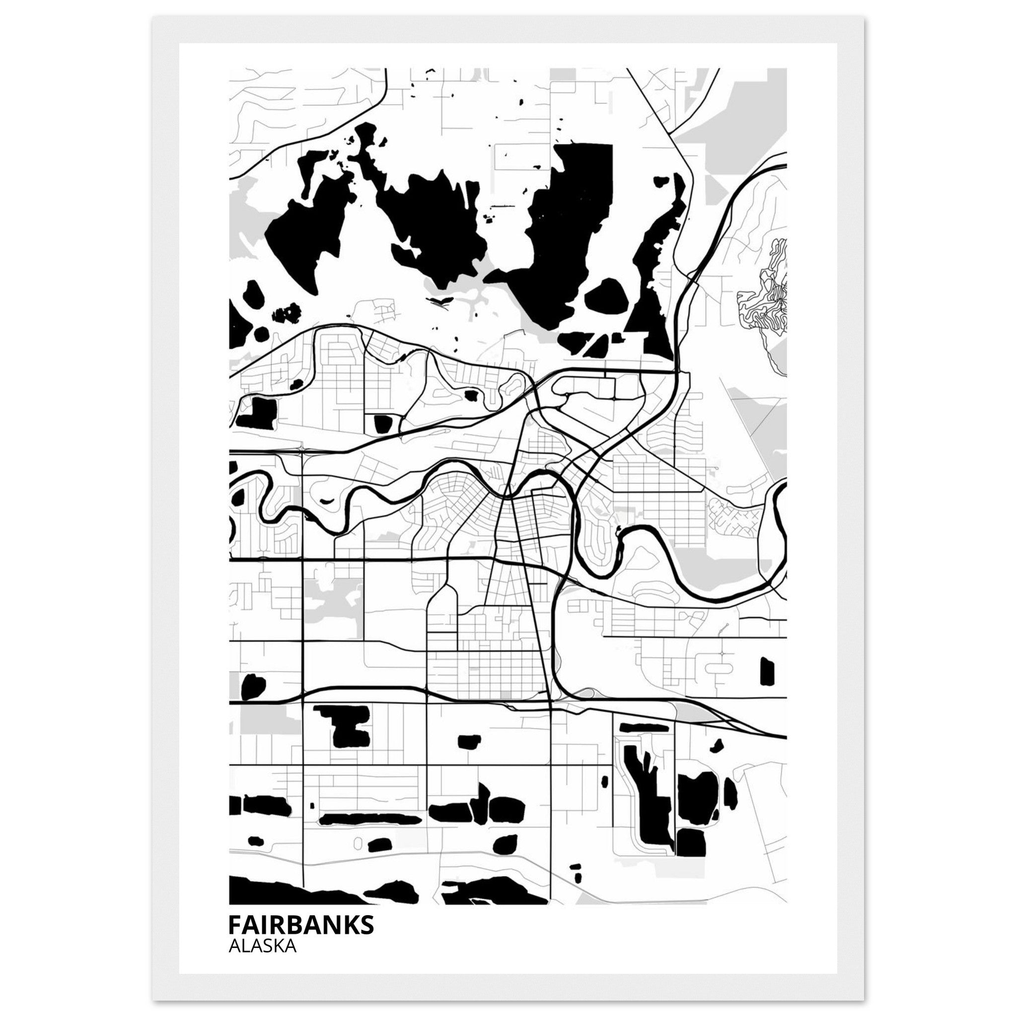 Fairbanks Alaska City Map Poster | Custom Map Art Print - Ink And Atlas