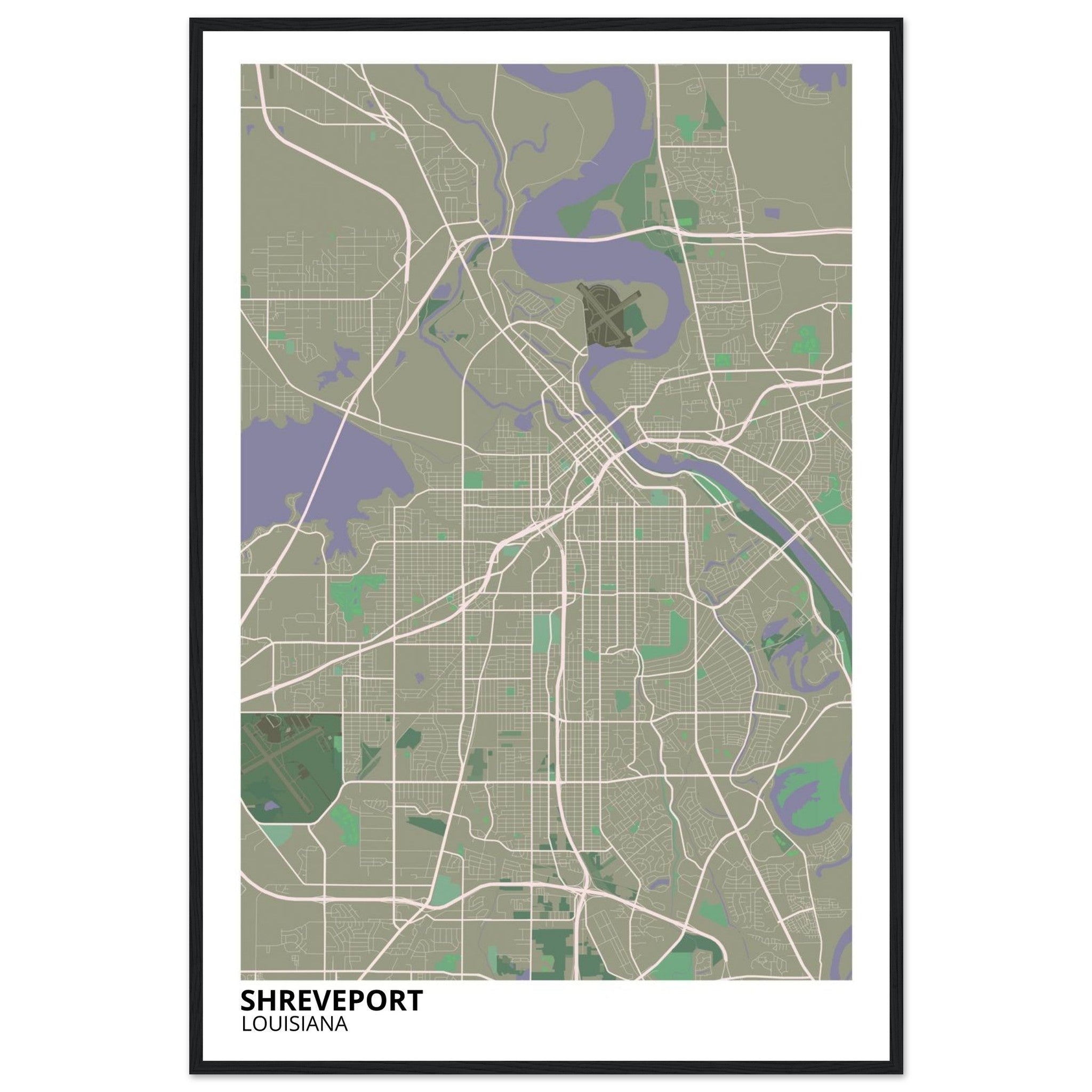 Shreveport Louisiana City Map Poster | Custom Map Art Print - Ink And Atlas