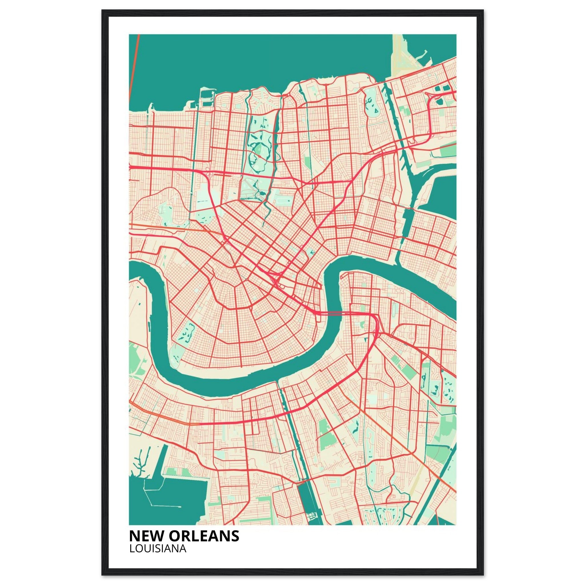 new orleans map poster print
