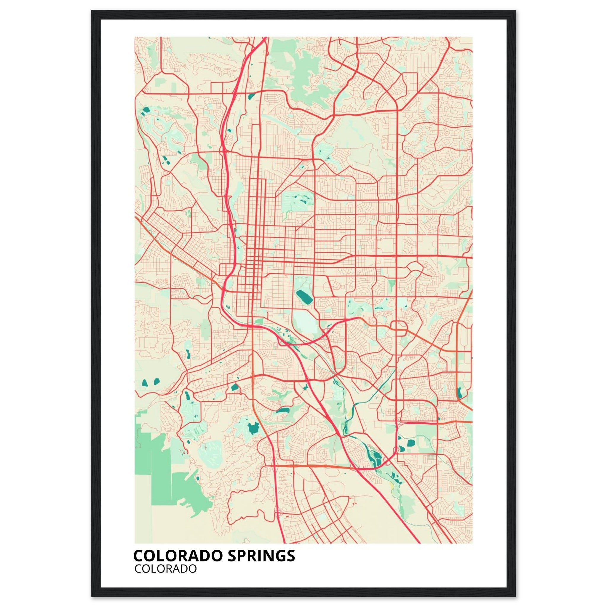 colorado springs map poster print