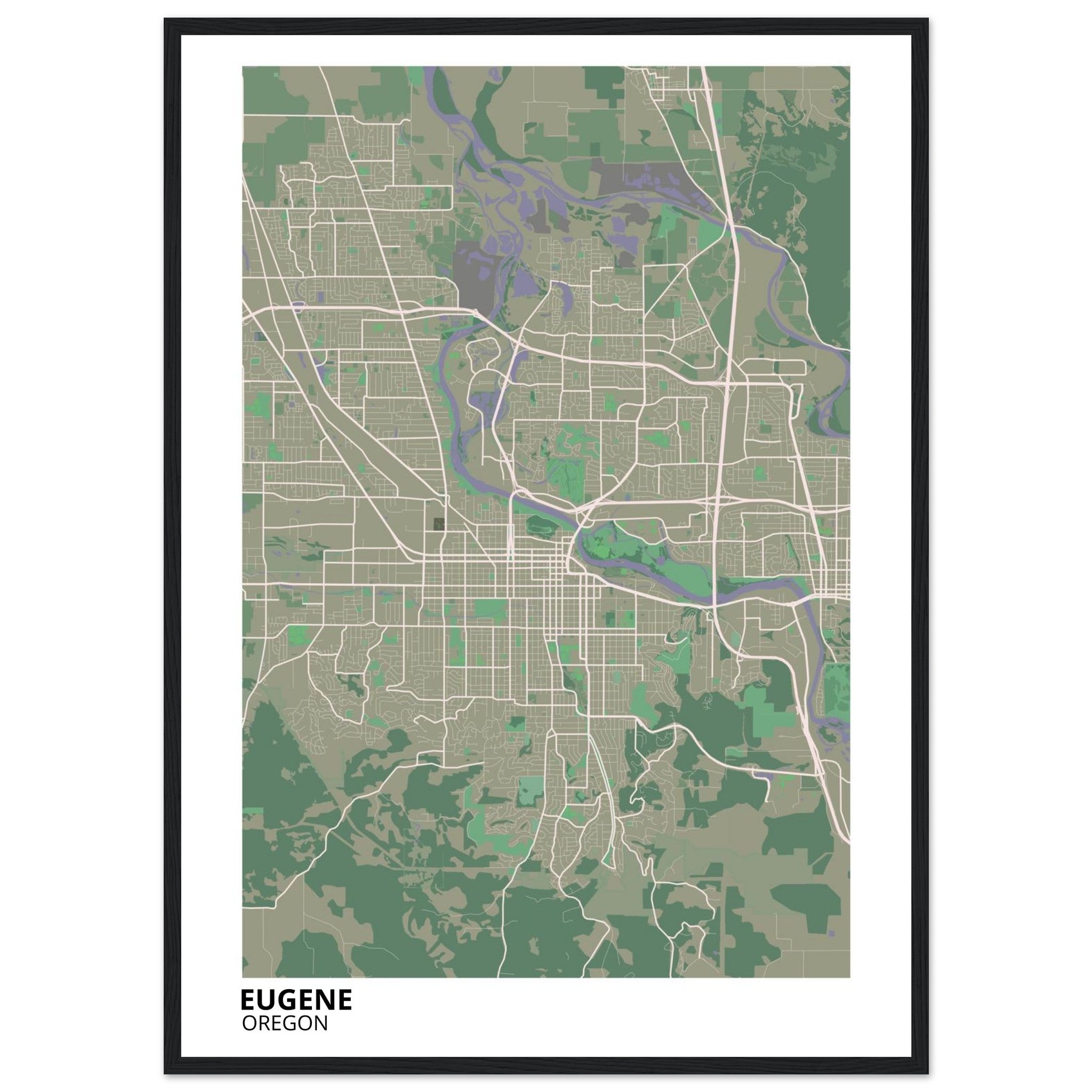 Eugene Oregon City Map Poster | Custom Map Art Print - Ink And Atlas