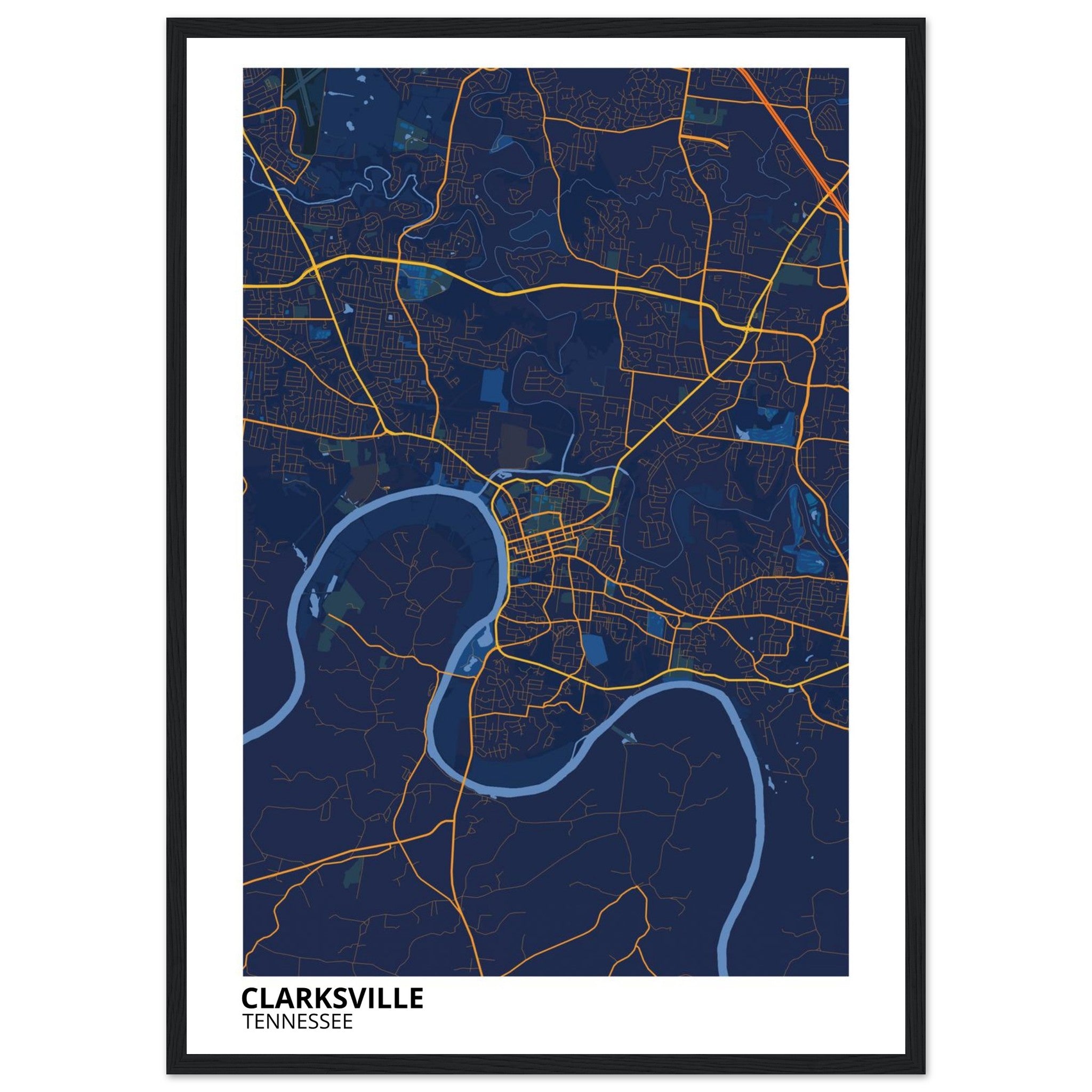 Clarksville Tennessee City Map Poster | Custom Map Art Print - Ink And Atlas