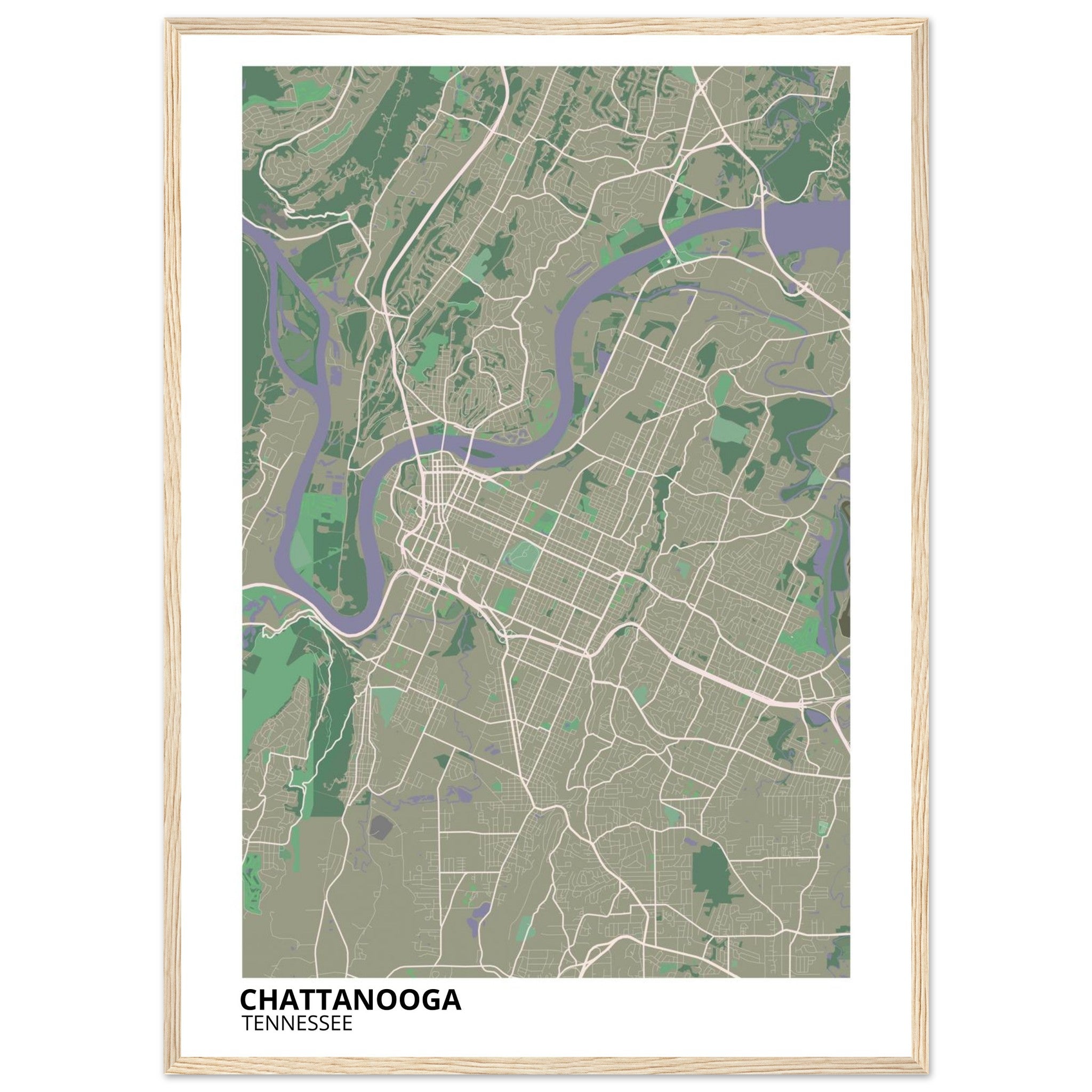 Chattanooga Tennessee City Map Poster | Custom Map Art Print - Ink And Atlas