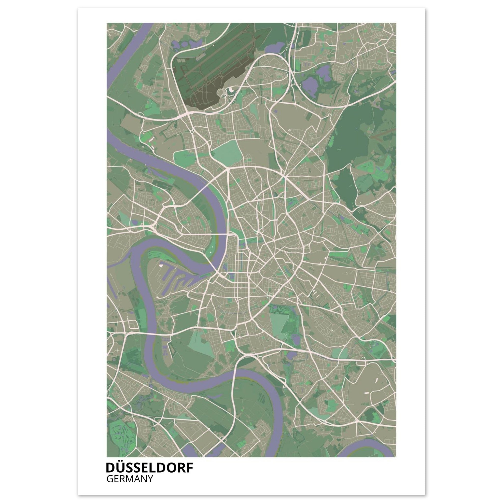Düsseldorf Germany City Map Poster | Custom Map Art Print - Ink And Atlas