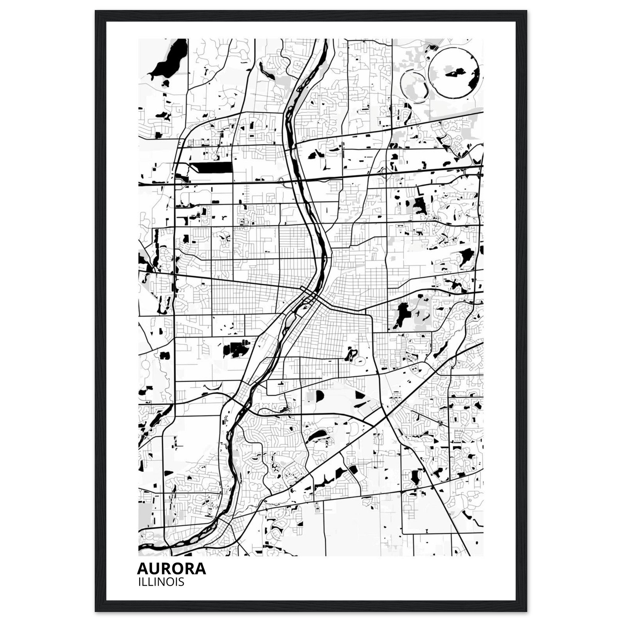 Aurora Illinois City Map Poster | Custom Map Art Print - Ink And Atlas