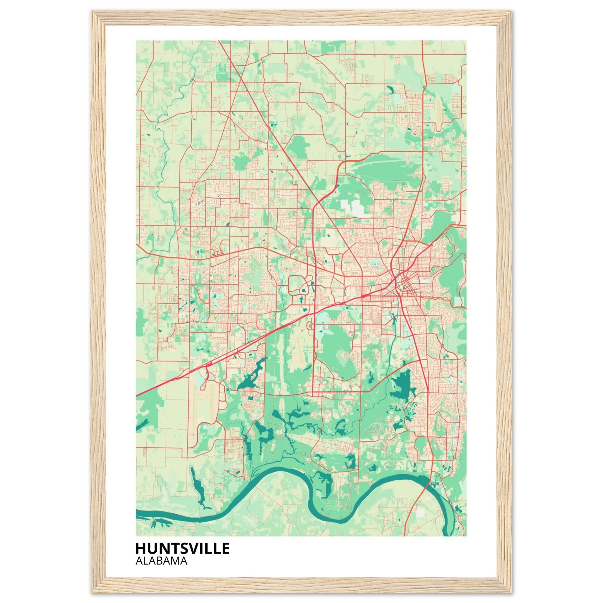 Huntsville Alabama City Map Poster | Custom Map Art Print - Ink And Atlas