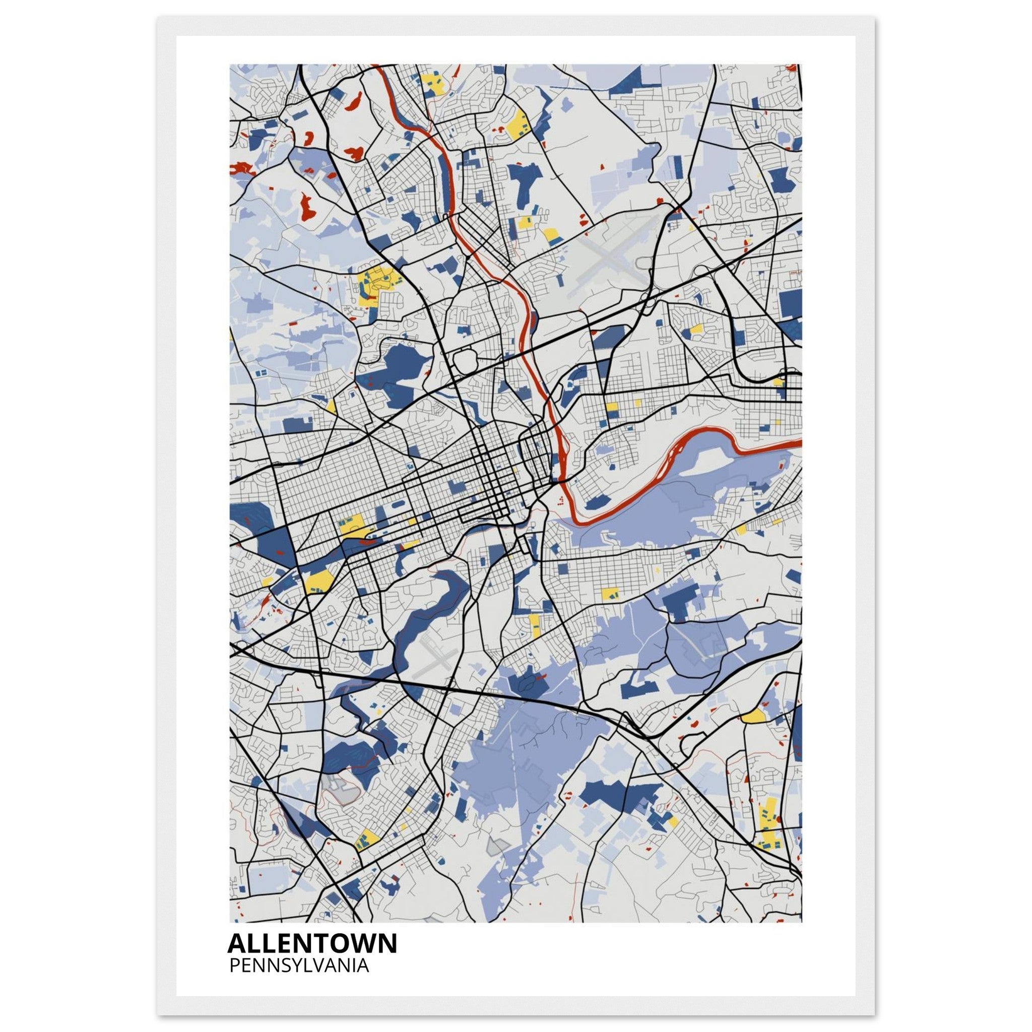 allentown map poster print