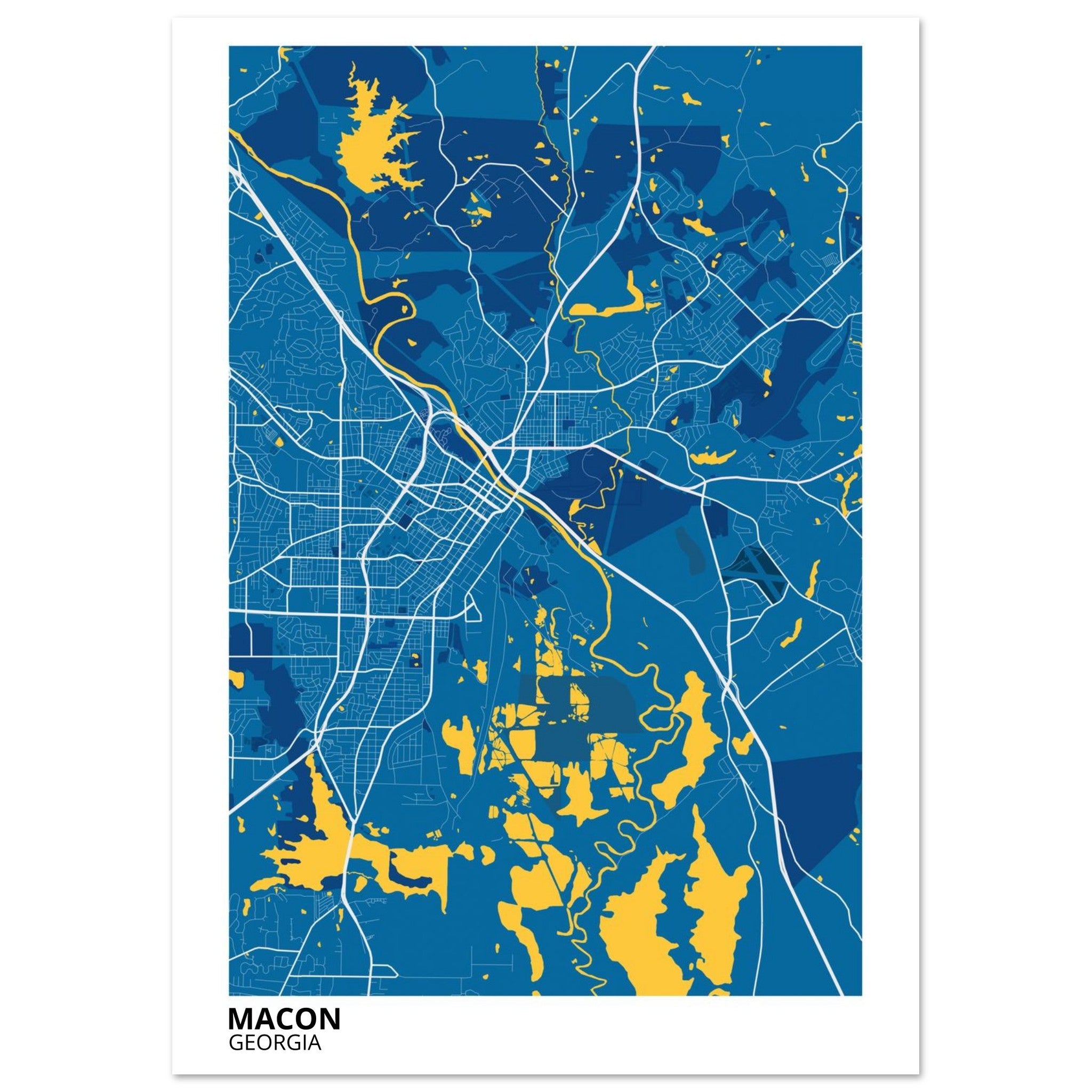Macon Georgia City Map Poster | Custom Map Art Print - Ink And Atlas