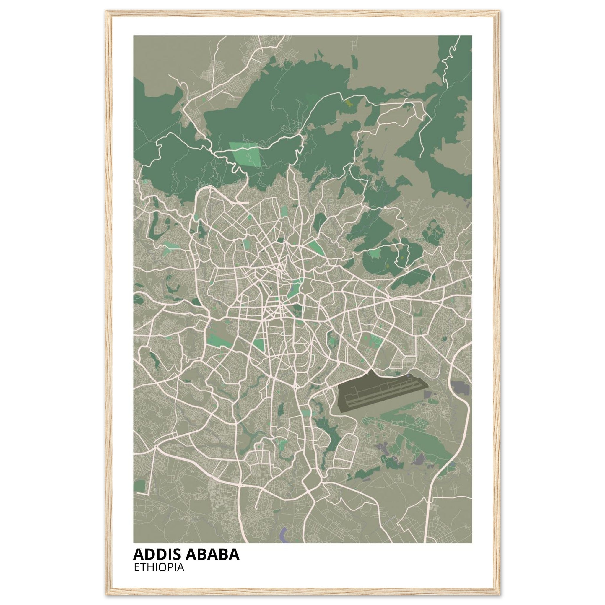 Addis Ababa Ethiopia City Map Poster | Custom Map Art Print - Ink And Atlas
