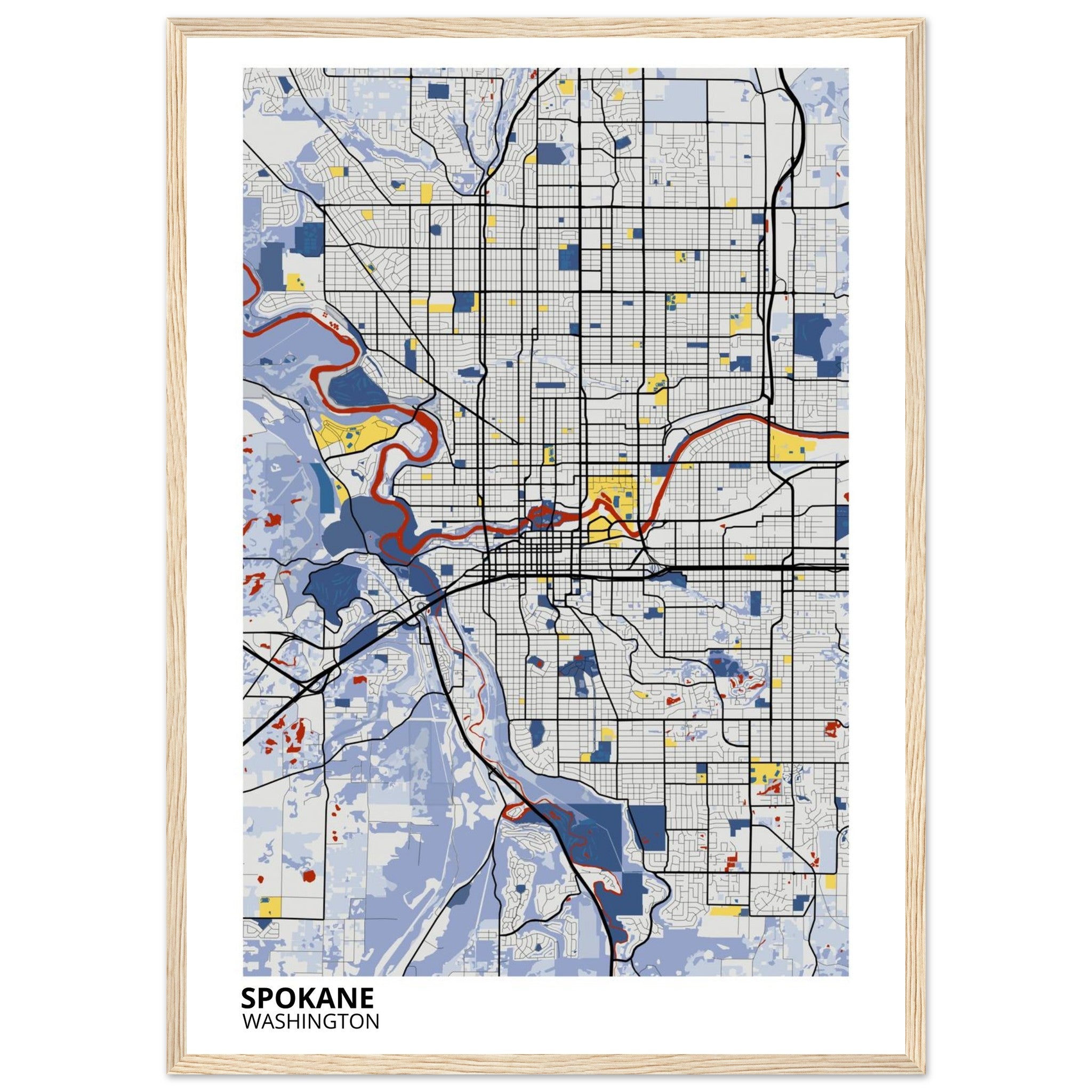 spokane map poster print
