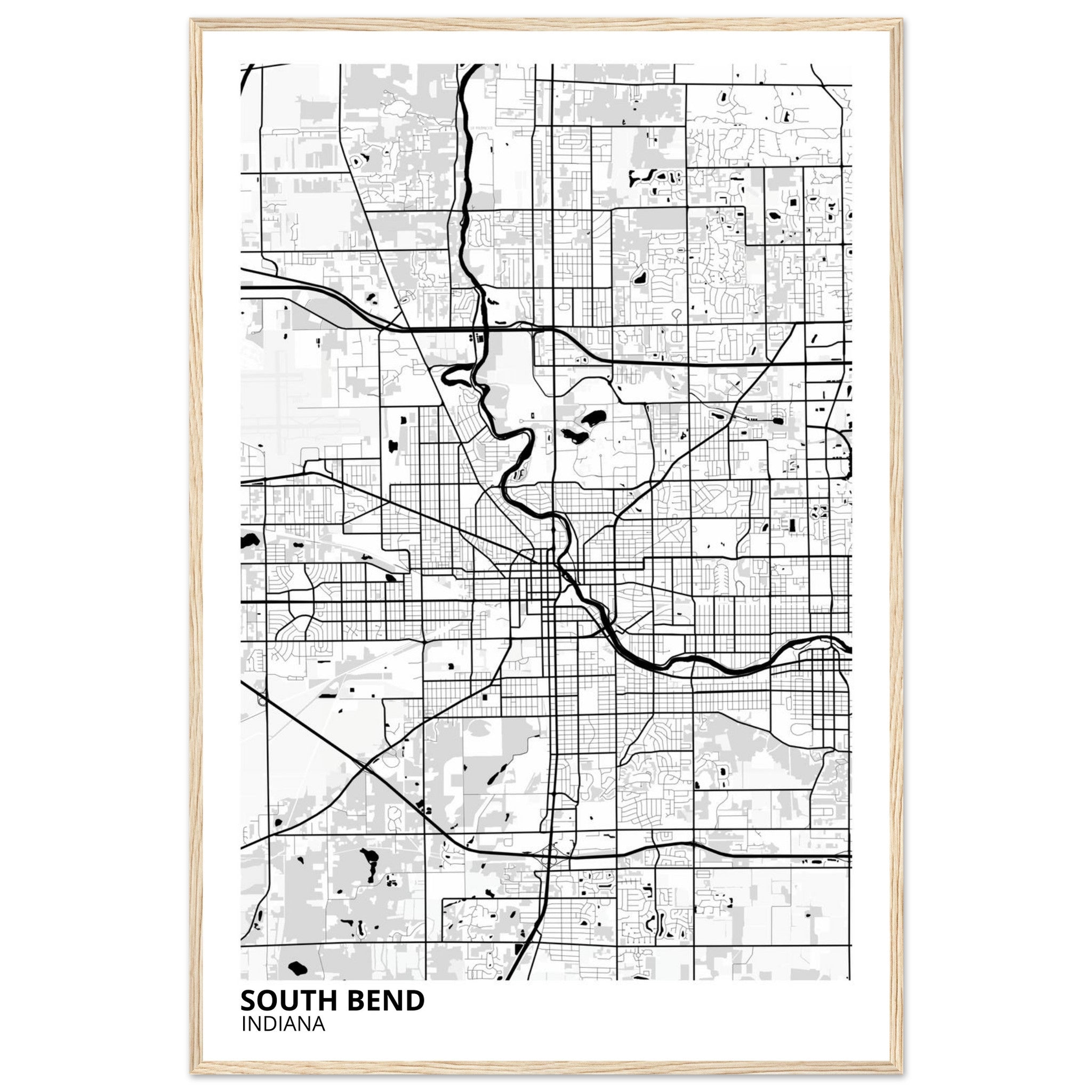 South Bend Indiana City Map Poster | Custom Map Art Print - Ink And Atlas