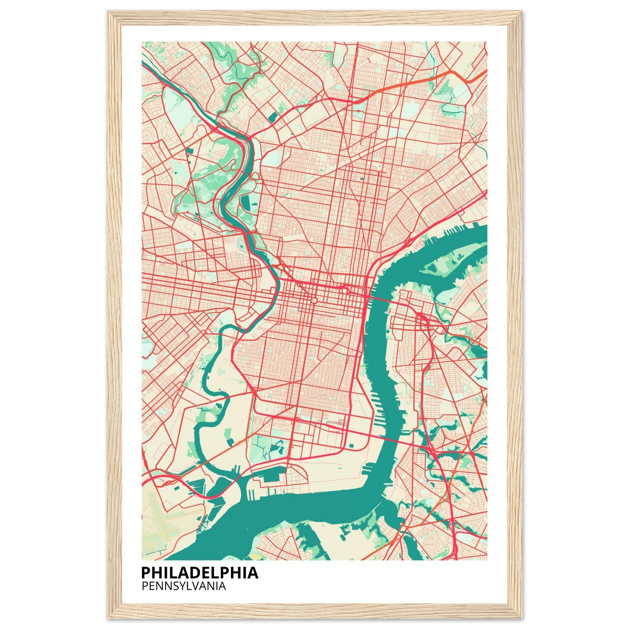 philadelphia map poster print