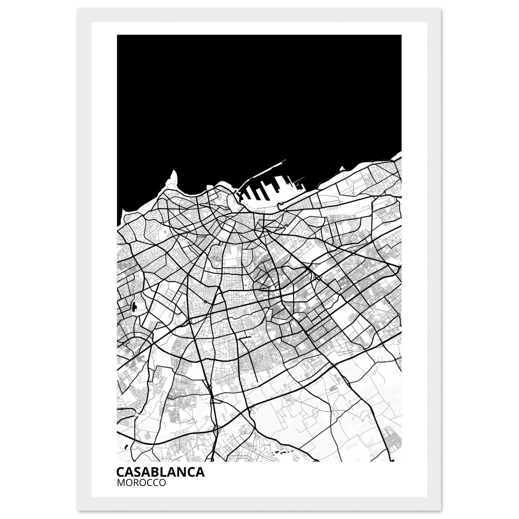 Casablanca Morocco City Map Poster | Custom Map Art Print - Ink And Atlas