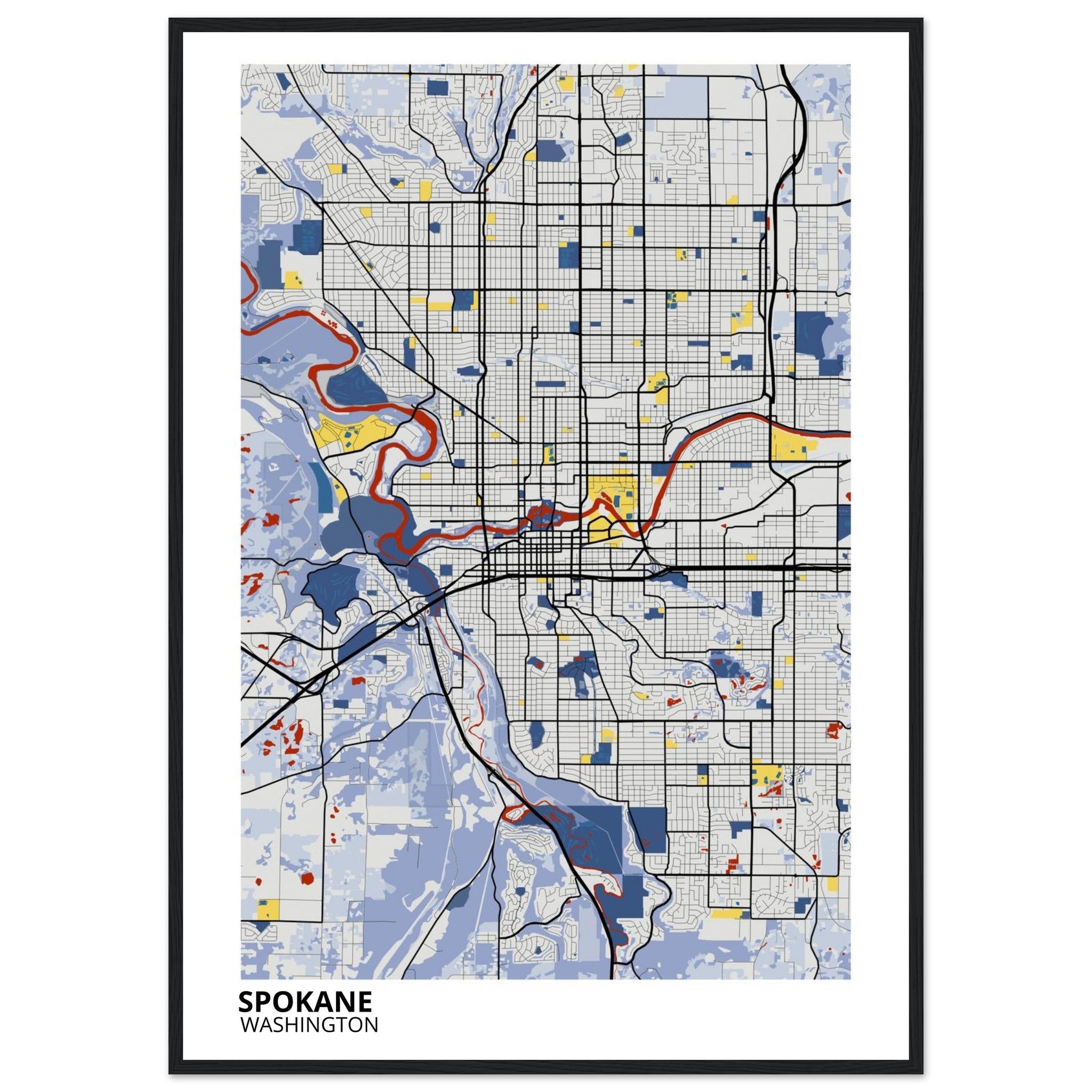 spokane map poster print