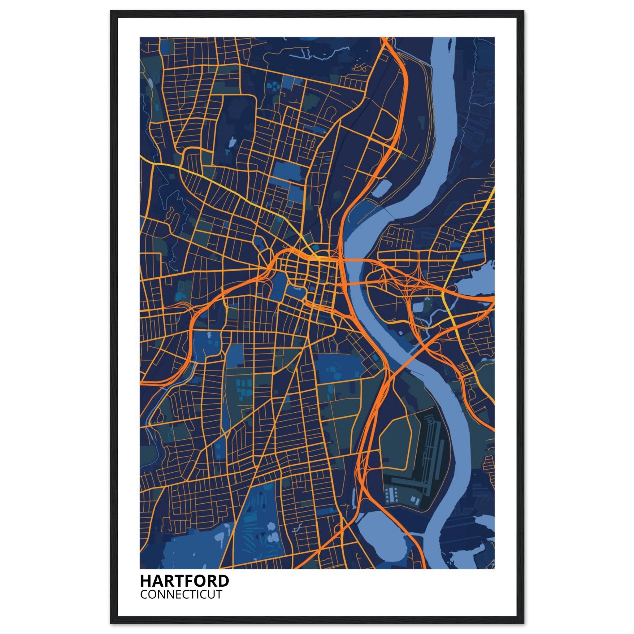 hartford map poster print