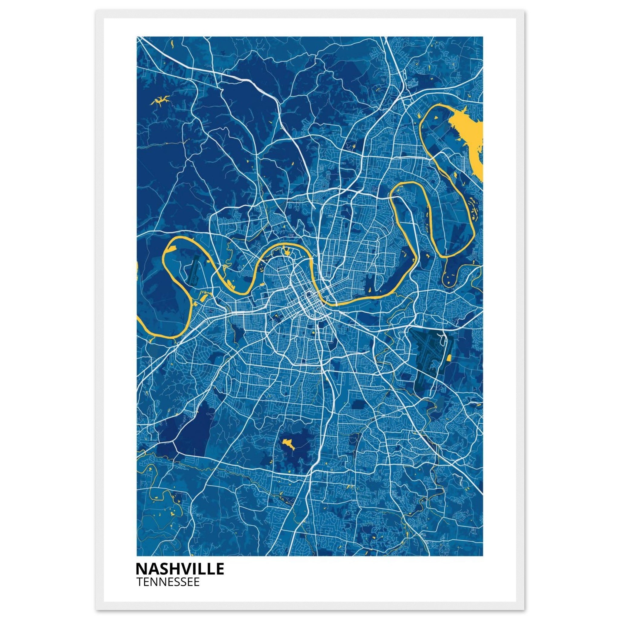 nashville map poster print