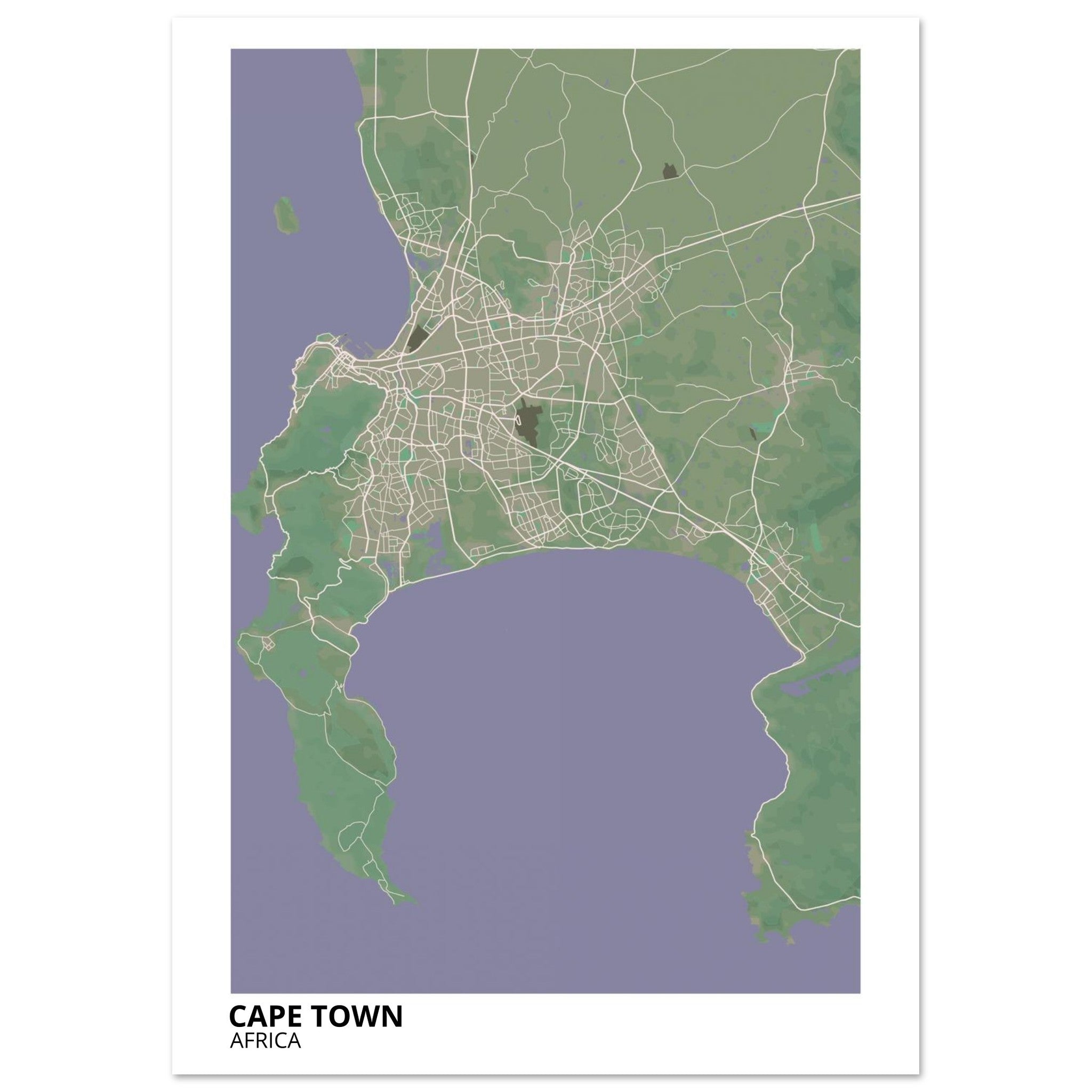 Cape Town South Africa City Map Poster | Custom Map Art Print - Ink And Atlas