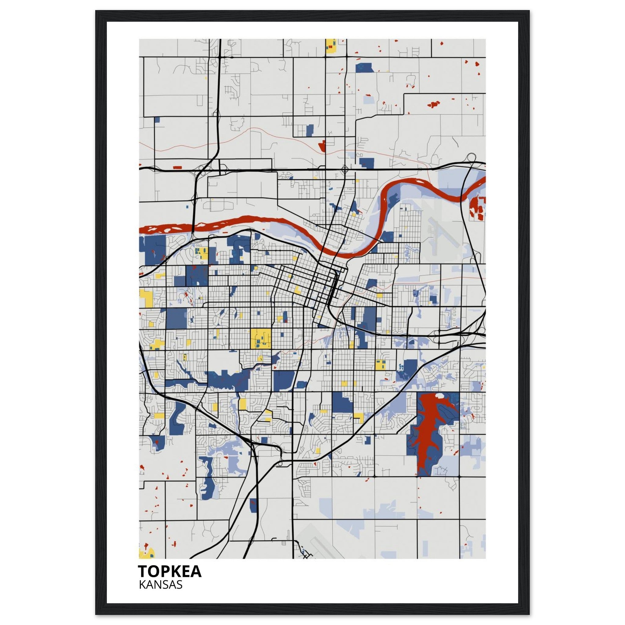 topeka map poster print