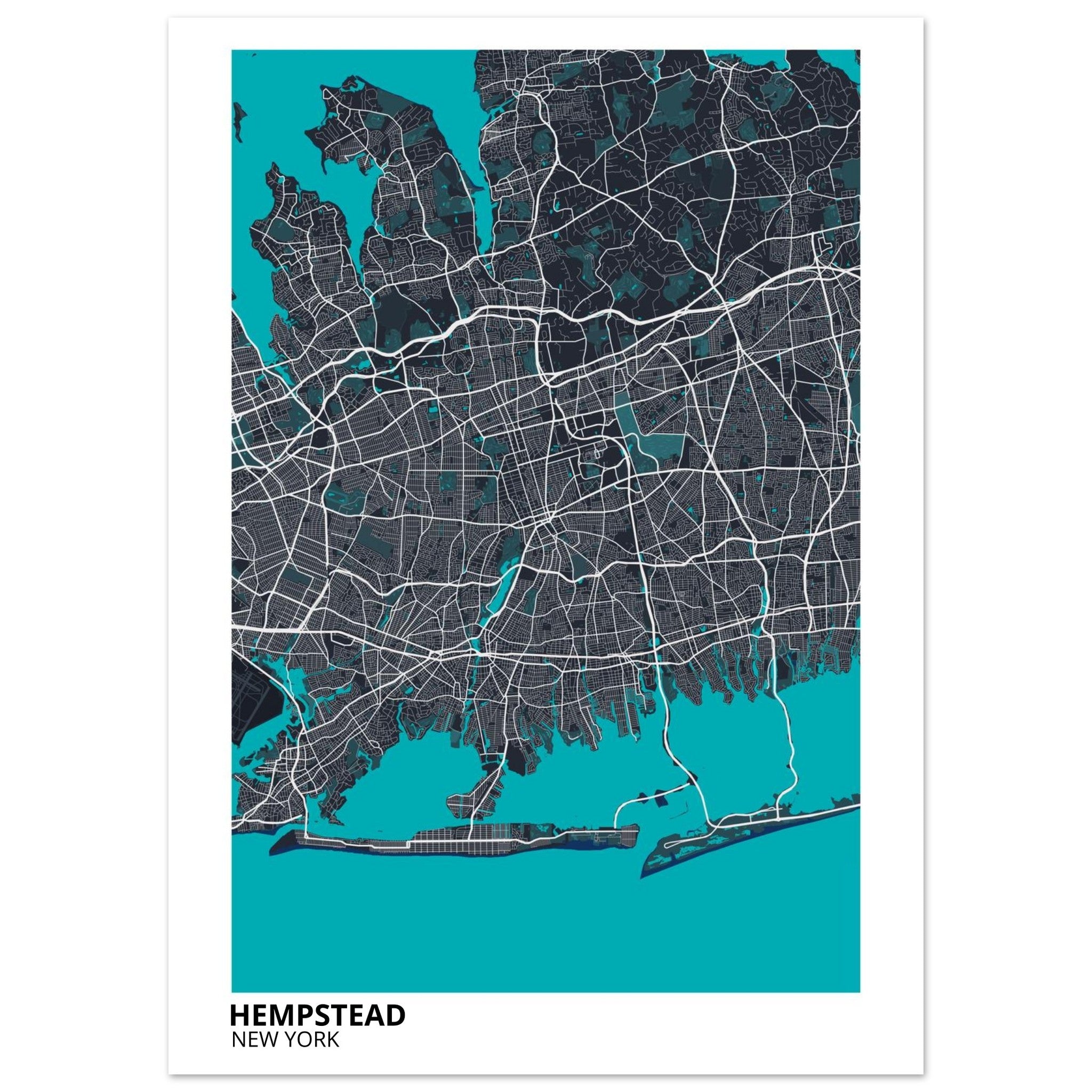 hempstead map poster print