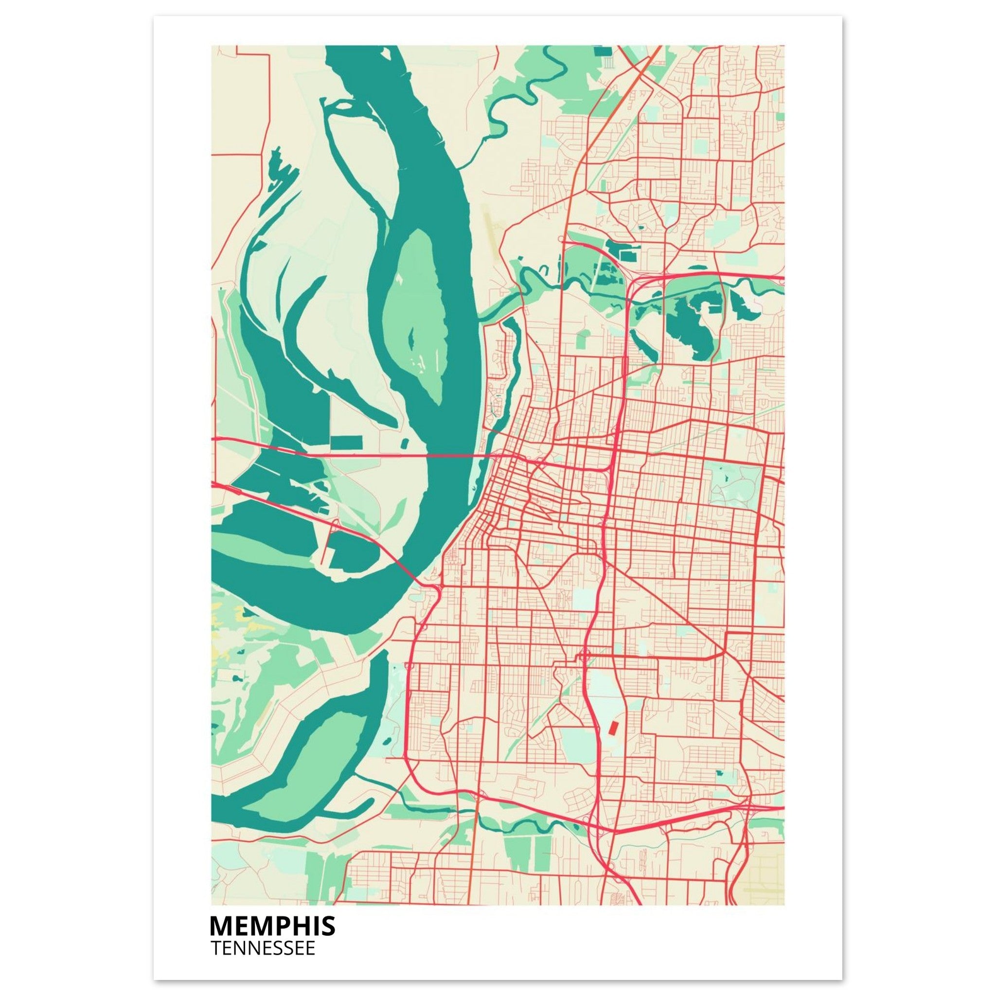 memphis map poster print