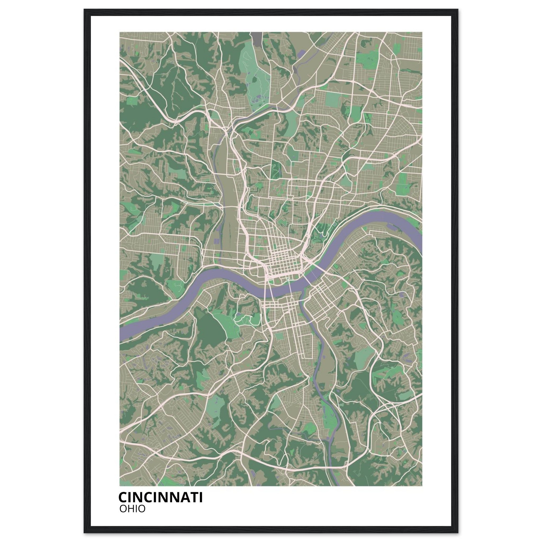 cincinnati map poster print