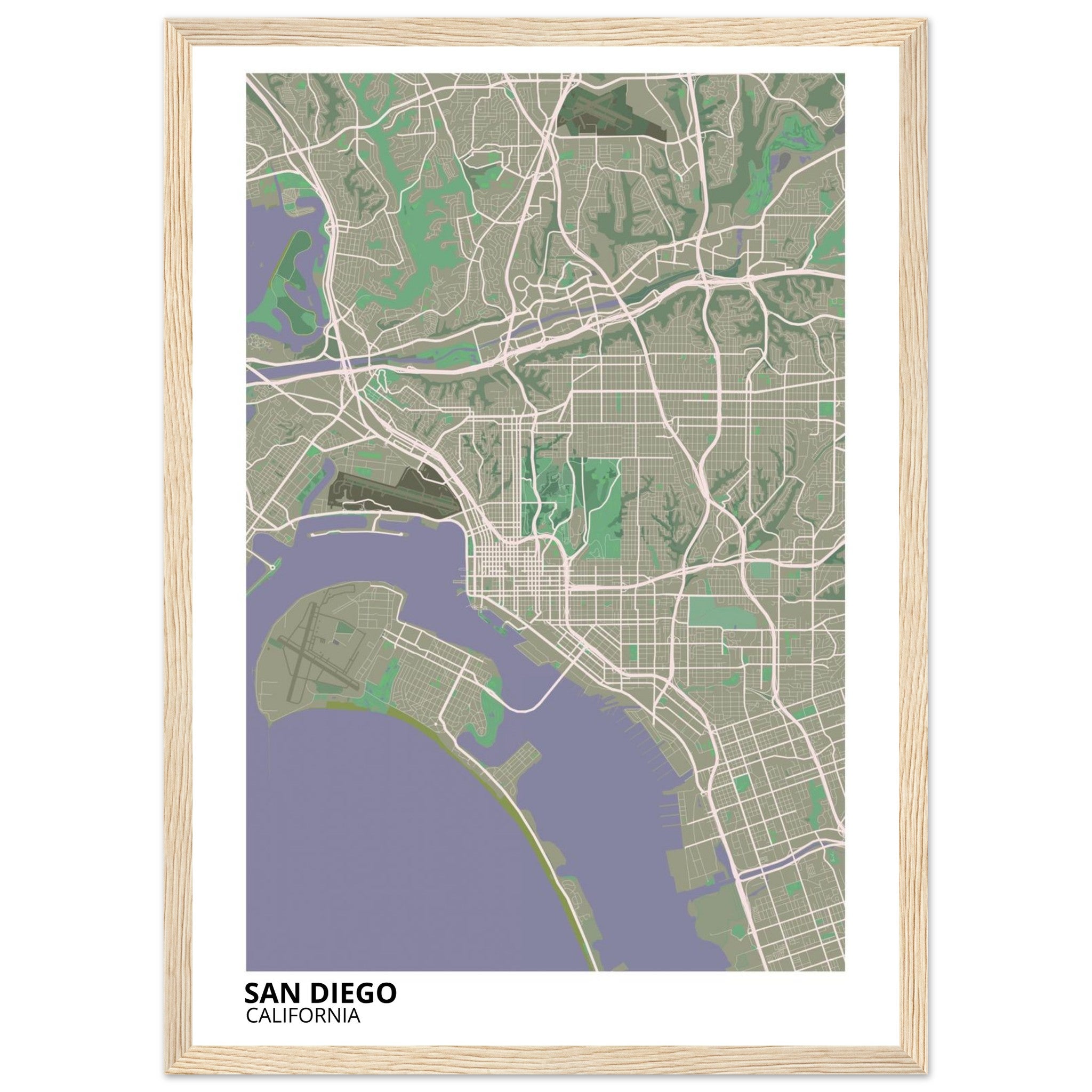 san diego map poster print