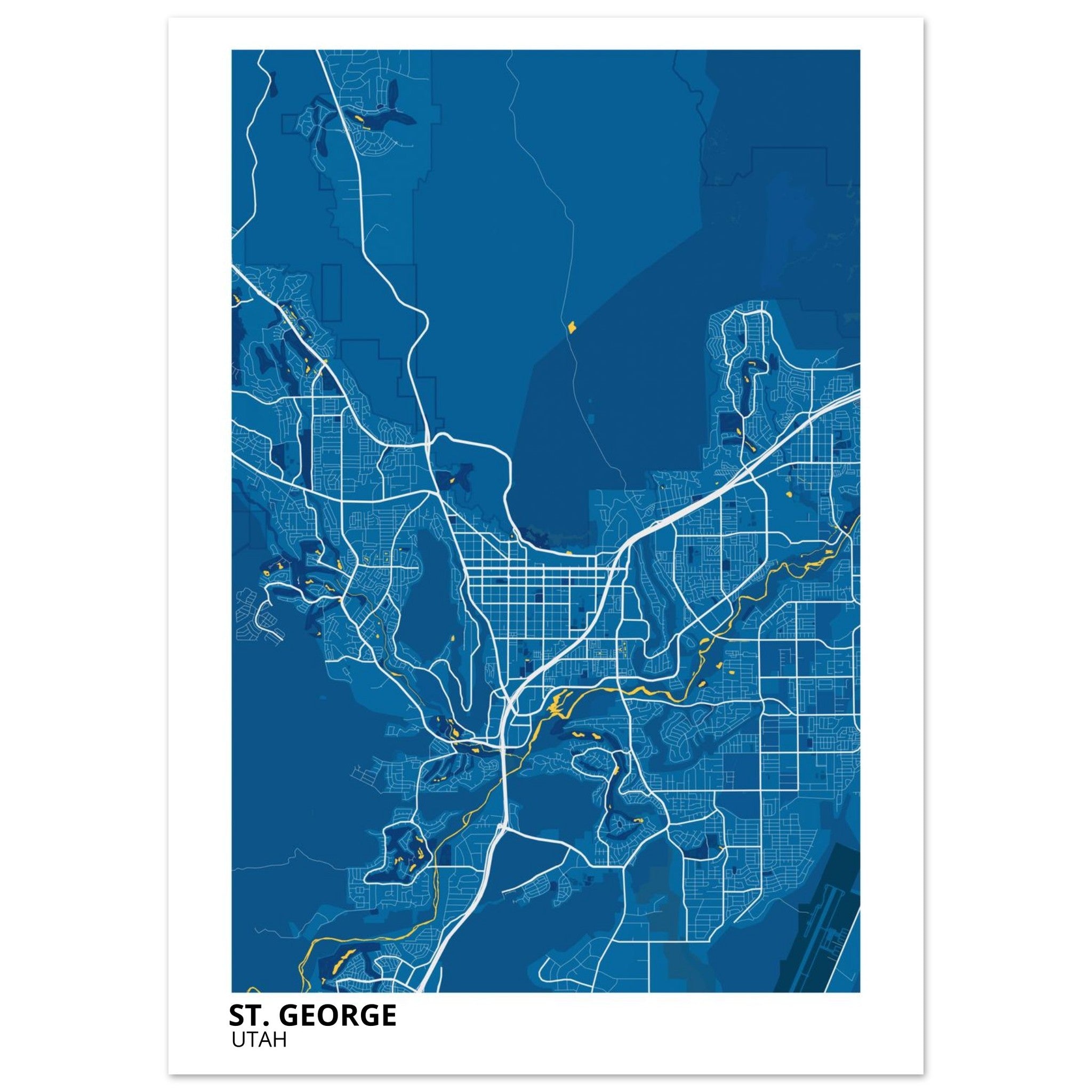 St. George Utah City Map Poster | Custom Map Art Print - Ink And Atlas