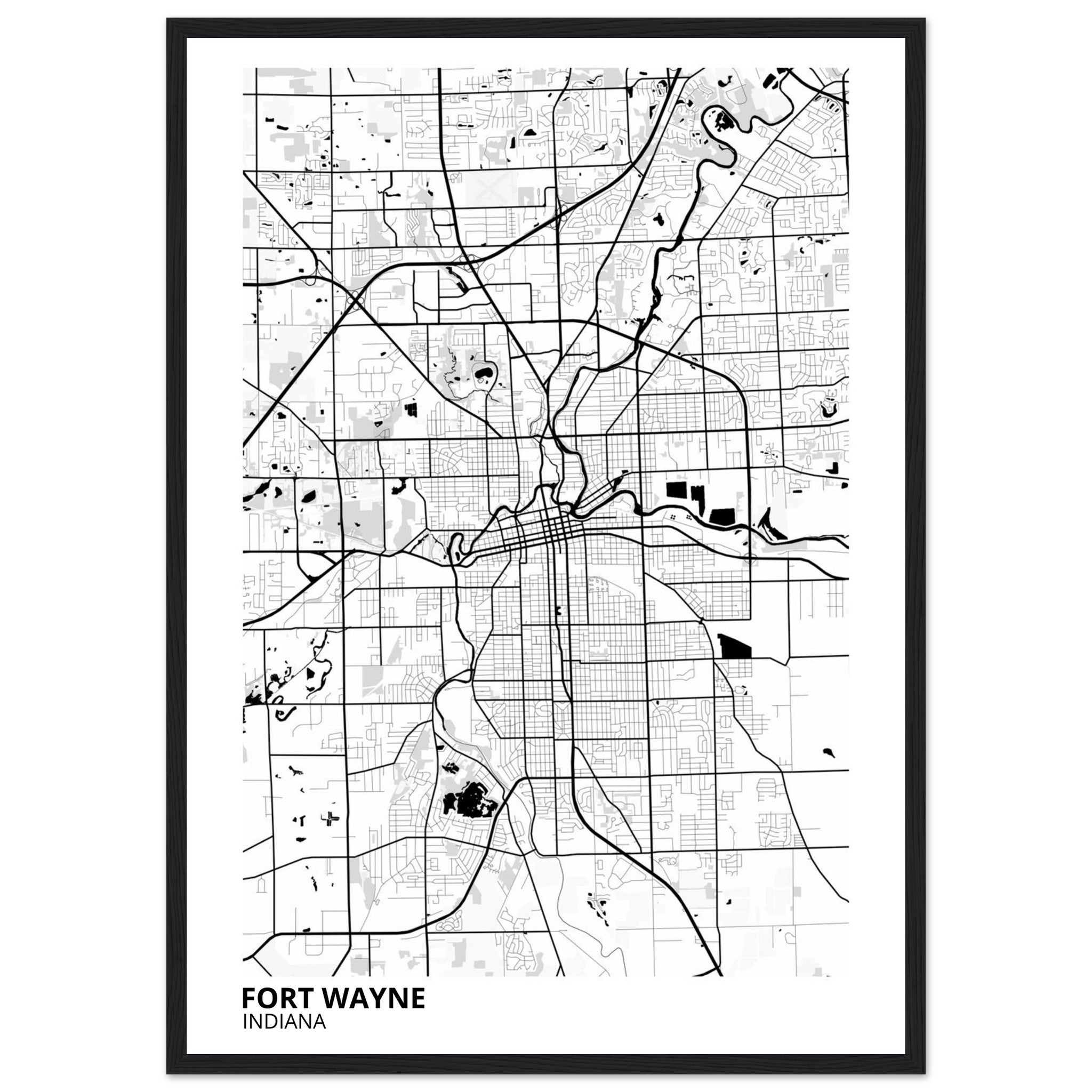 Fort Wayne Indiana City Map Poster | Custom Map Art Print - Ink And Atlas