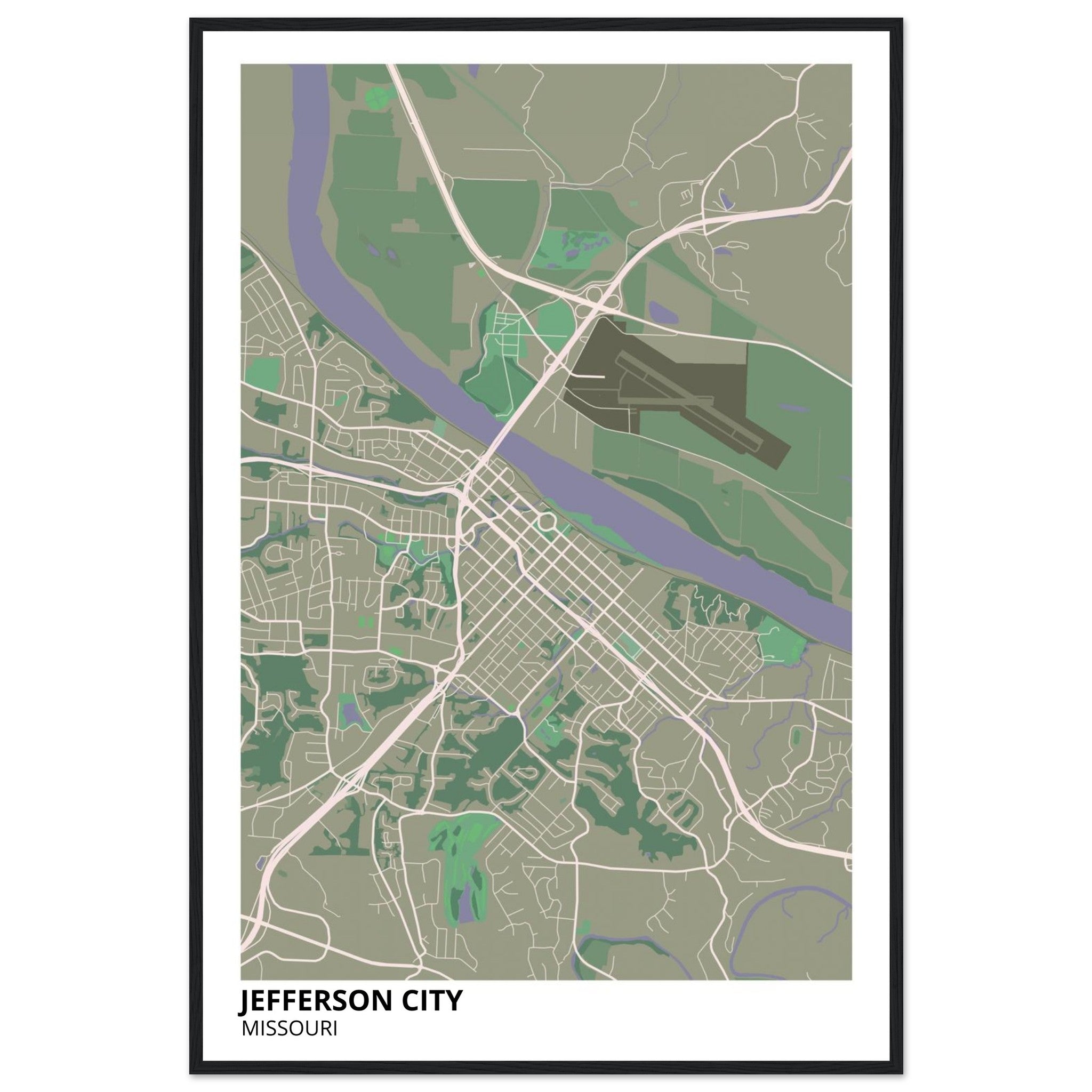 jefferson city map poster print