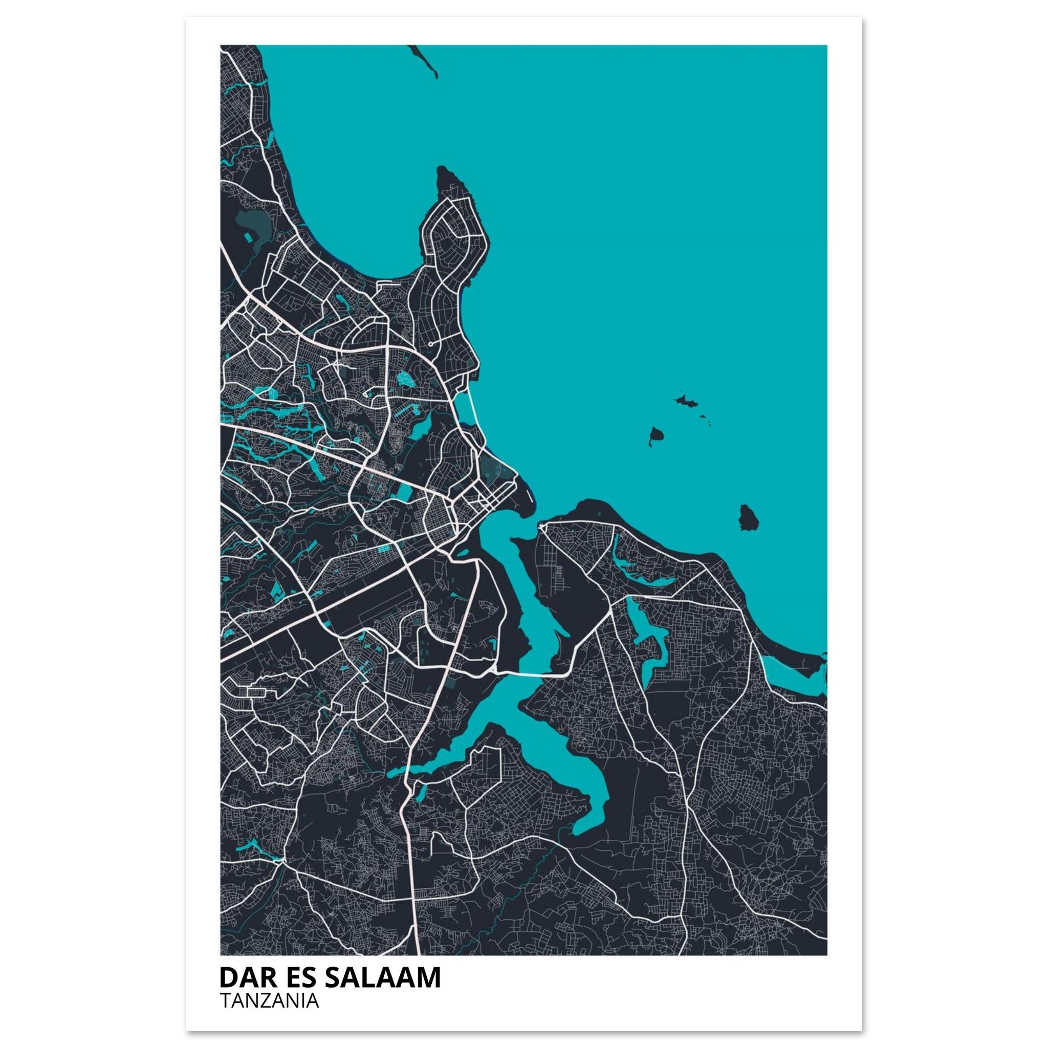 Dar es Salaam Tanzania City Map Poster | Custom Map Art Print - Ink And Atlas